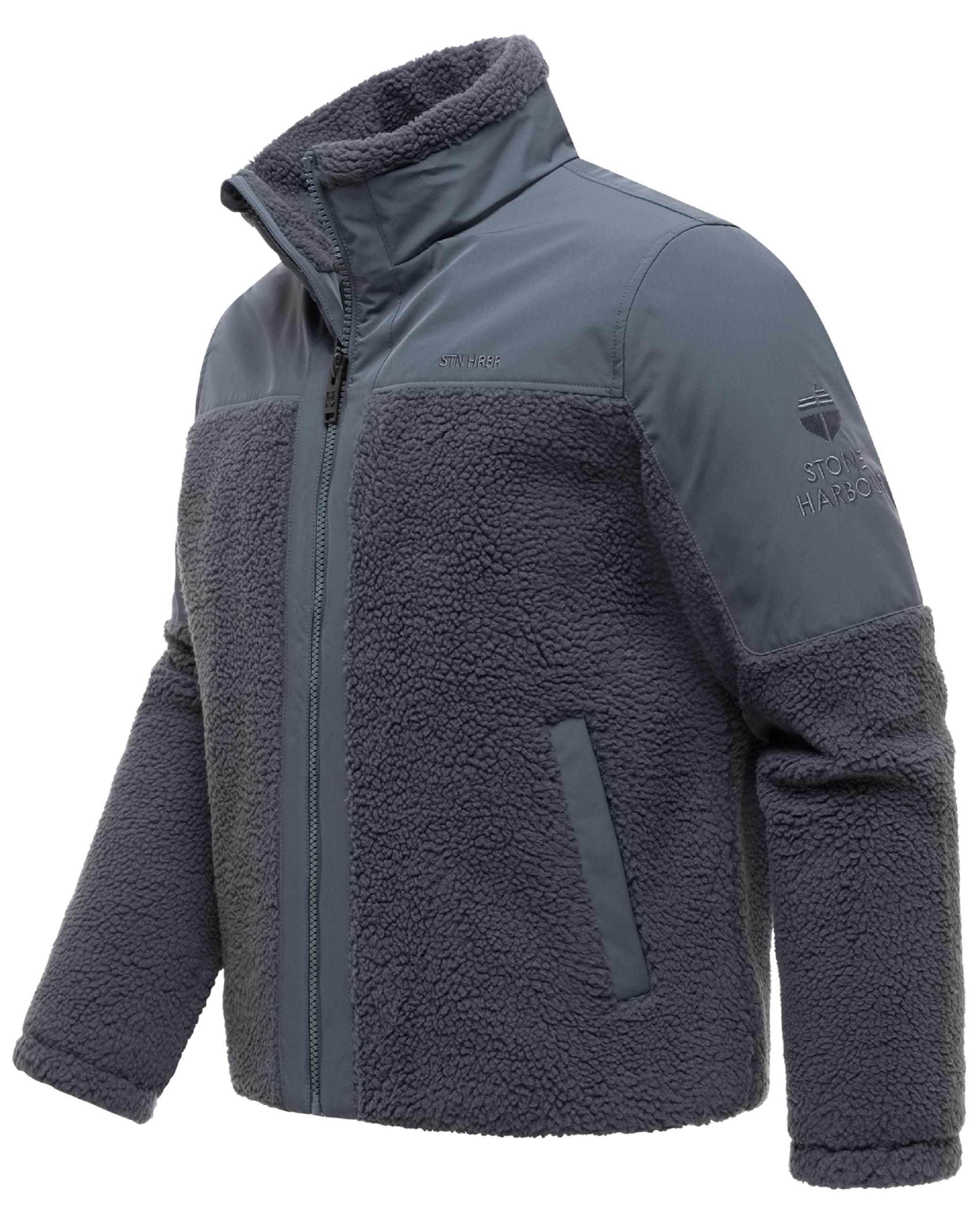Materialmix Jacke mit Teddyfleece "Riveen XX" Blue Grey