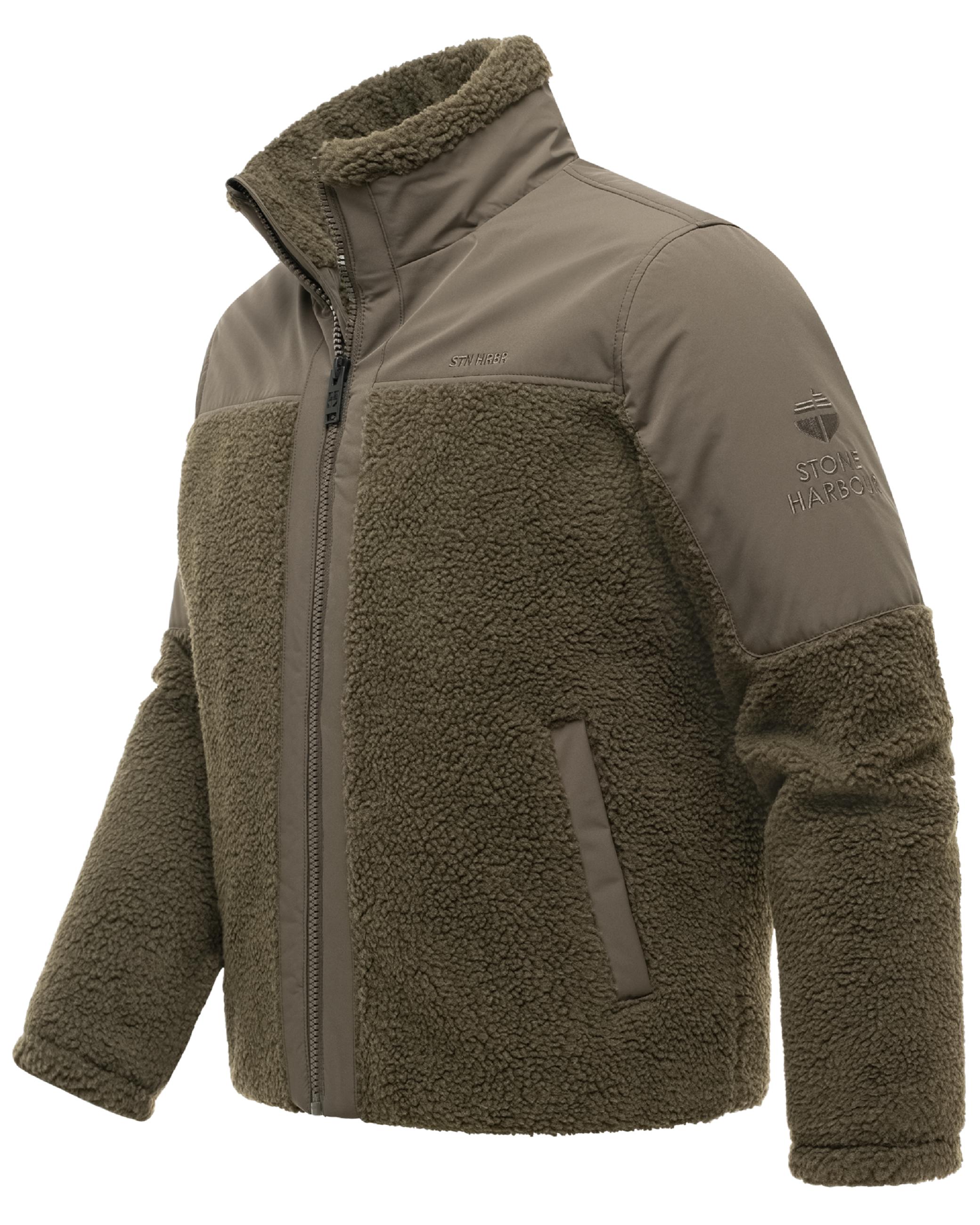 Materialmix Jacke mit Teddyfleece "Riveen XX" Khaki