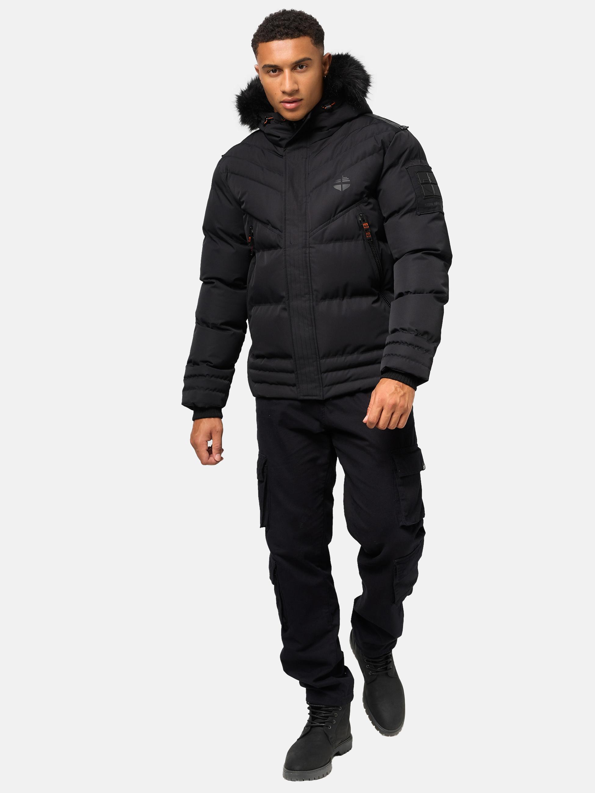 Winter Steppjacke mit abnehmbarer Kunstfell-Kapuze "Romaan" Black