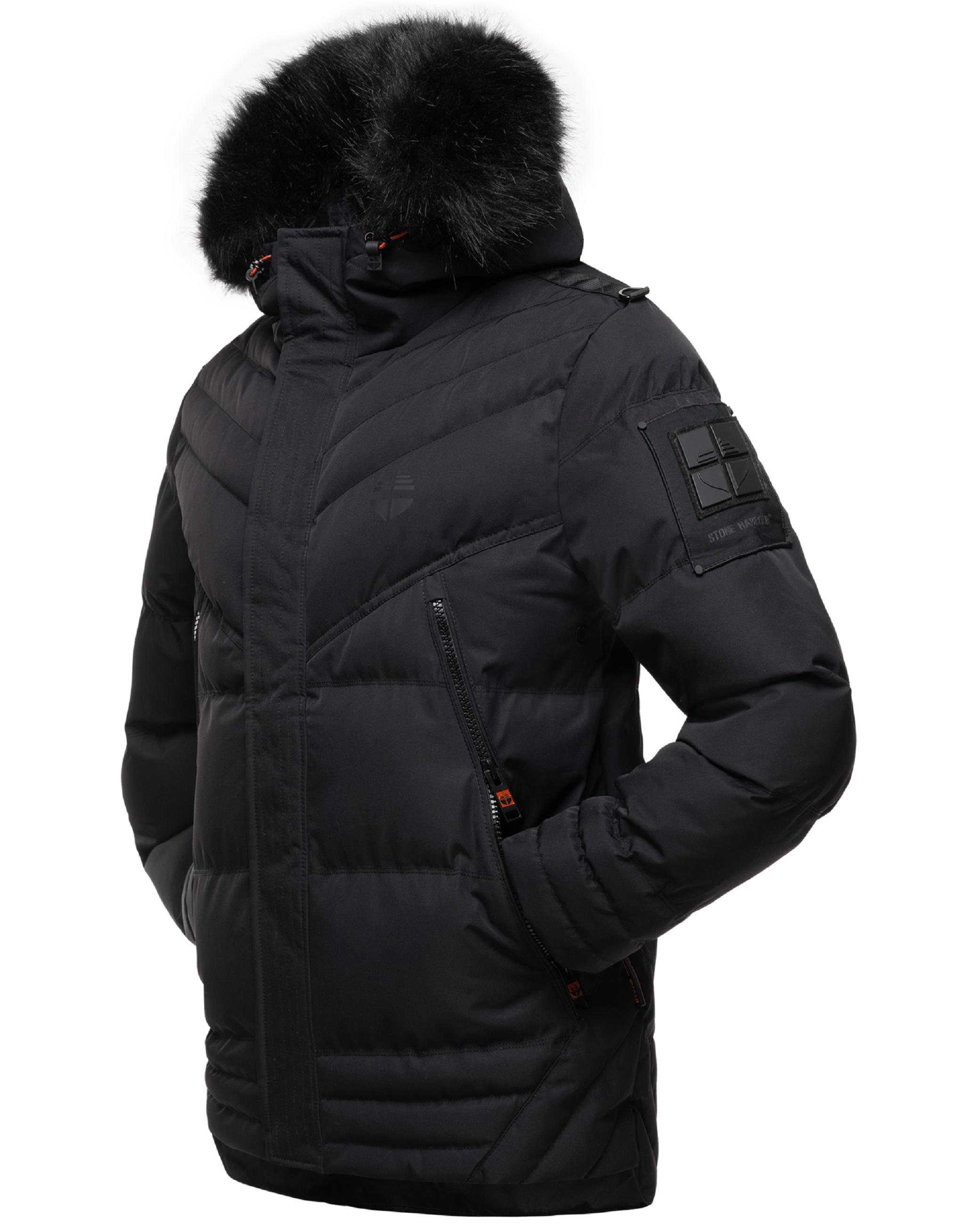 Winter Steppjacke mit abnehmbarer Kunstfell-Kapuze "Romaan" Black