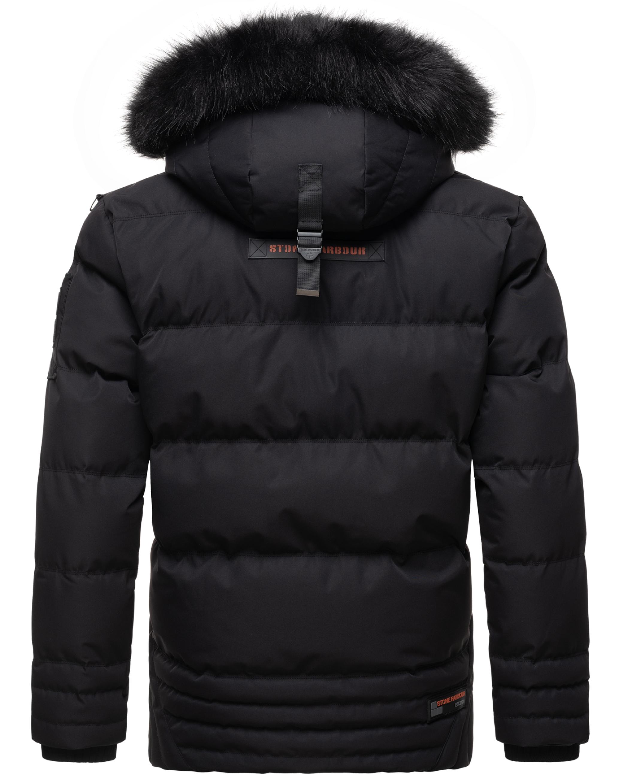 Winter Steppjacke mit abnehmbarer Kunstfell-Kapuze "Romaan" Black