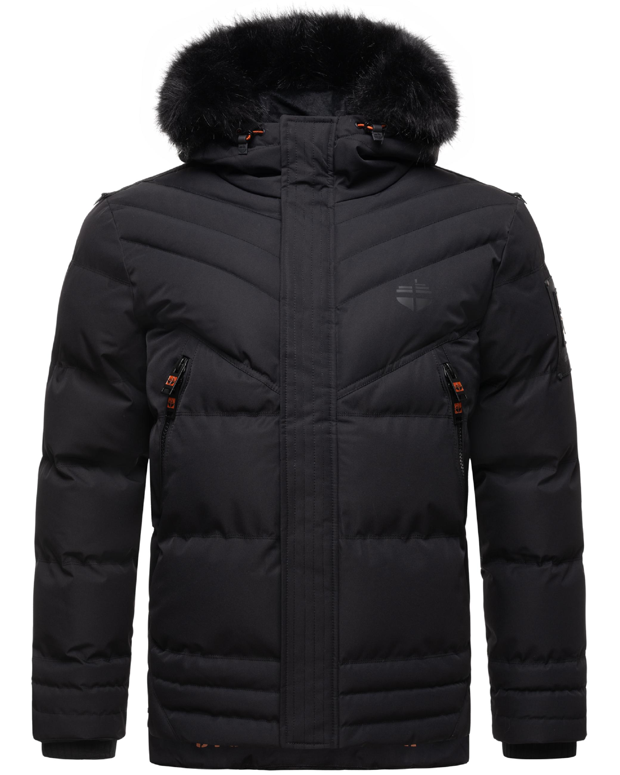 Winter Steppjacke mit abnehmbarer Kunstfell-Kapuze "Romaan" Black