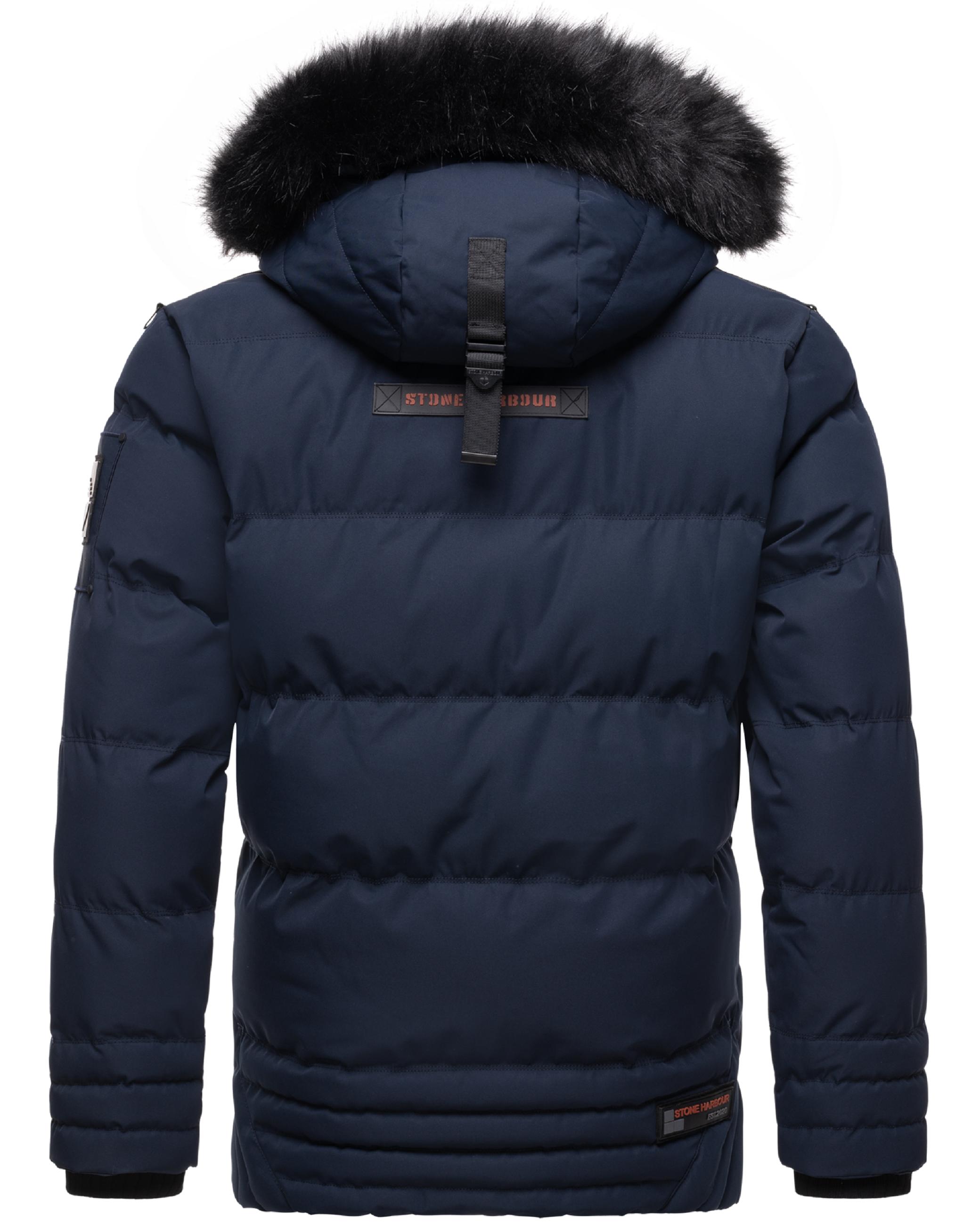 Winter Steppjacke mit abnehmbarer Kunstfell-Kapuze "Romaan" Navy