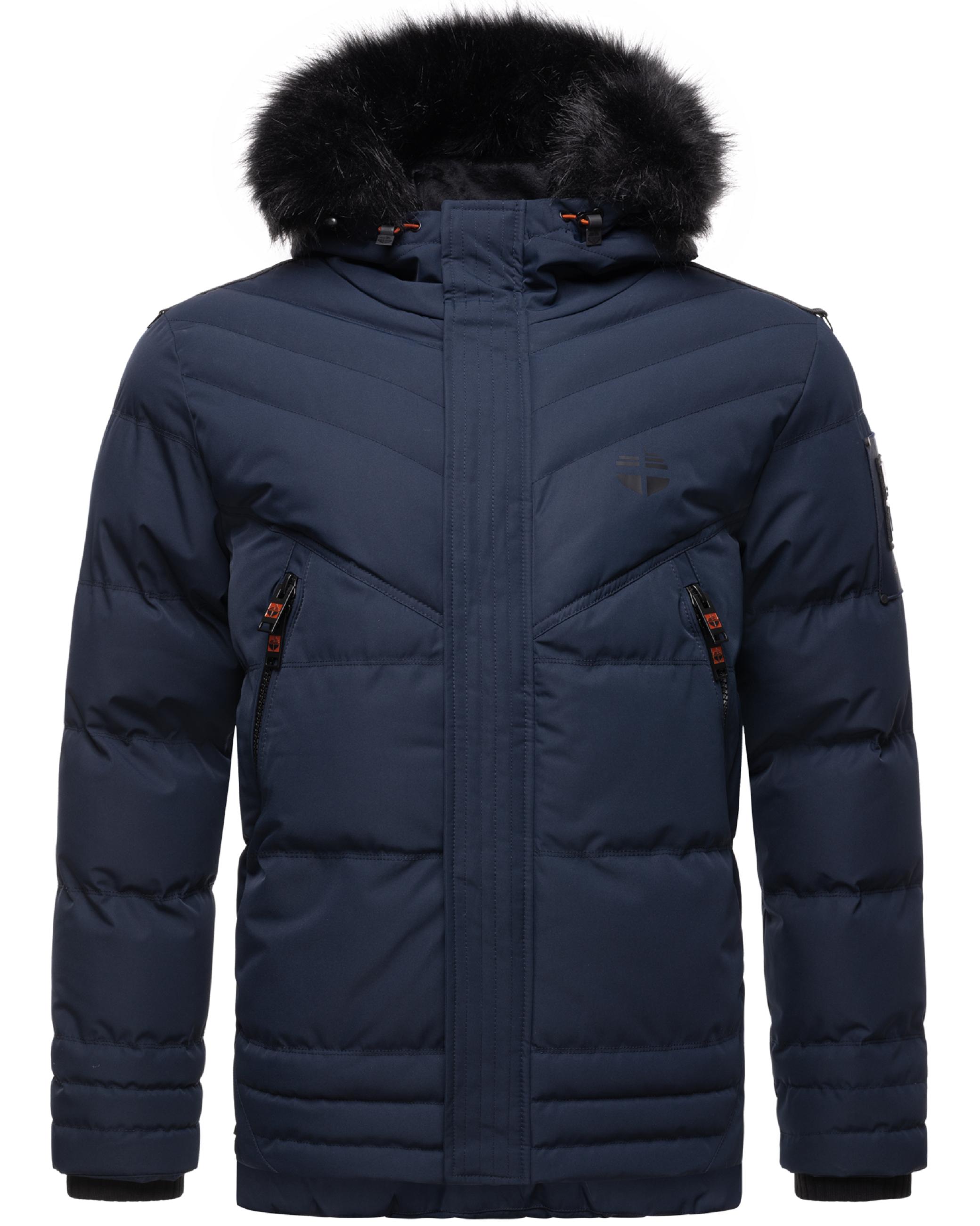 Winter Steppjacke mit abnehmbarer Kunstfell-Kapuze "Romaan" Navy