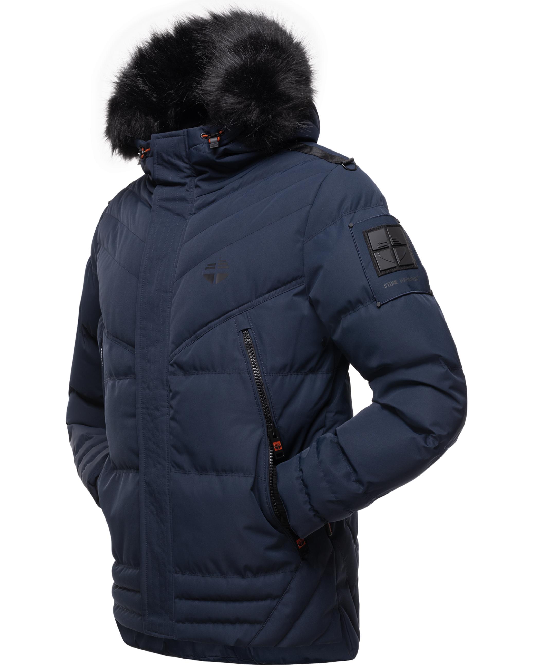 Winter Steppjacke mit abnehmbarer Kunstfell-Kapuze "Romaan" Navy