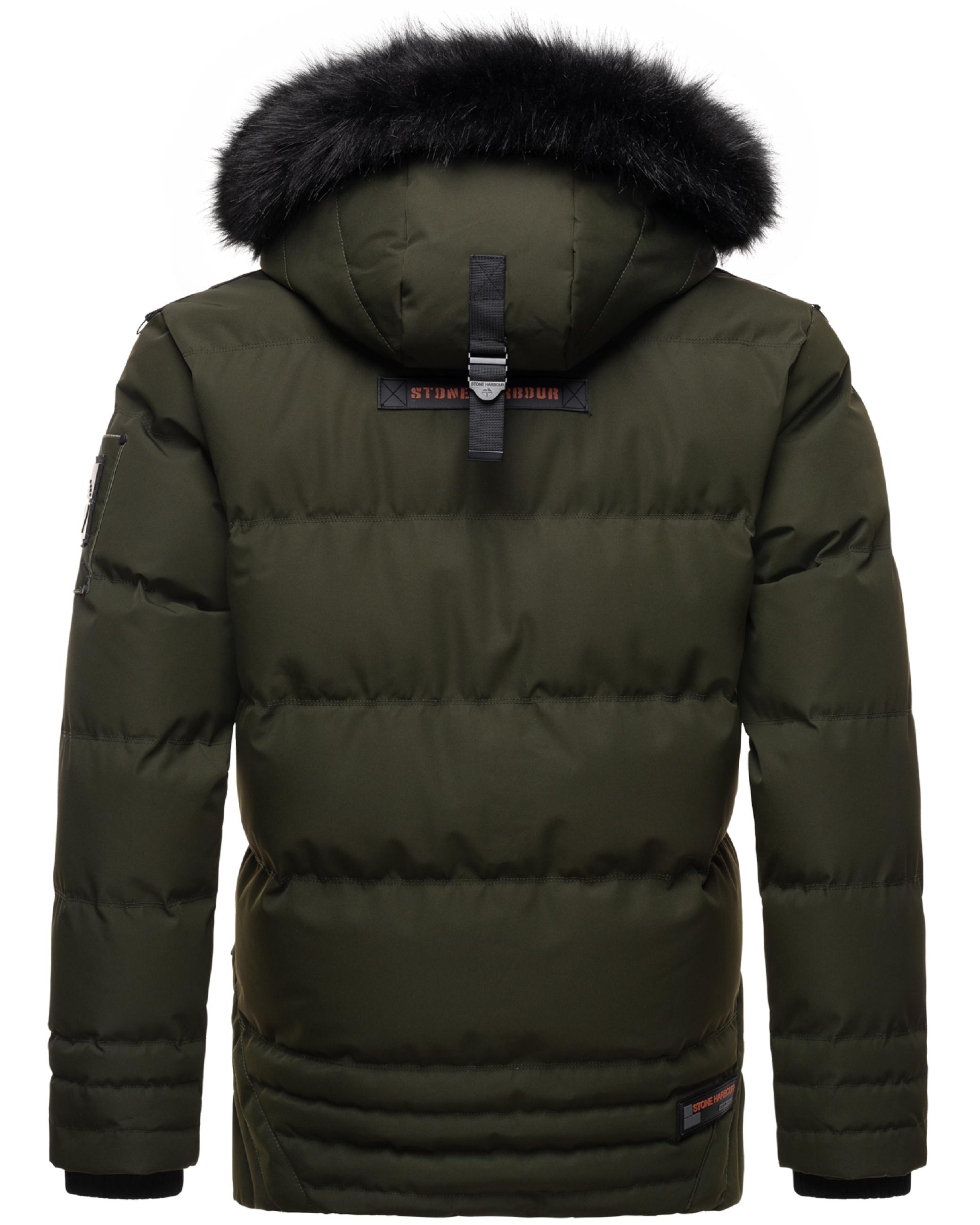 Winter Steppjacke mit abnehmbarer Kunstfell-Kapuze "Romaan" Olive