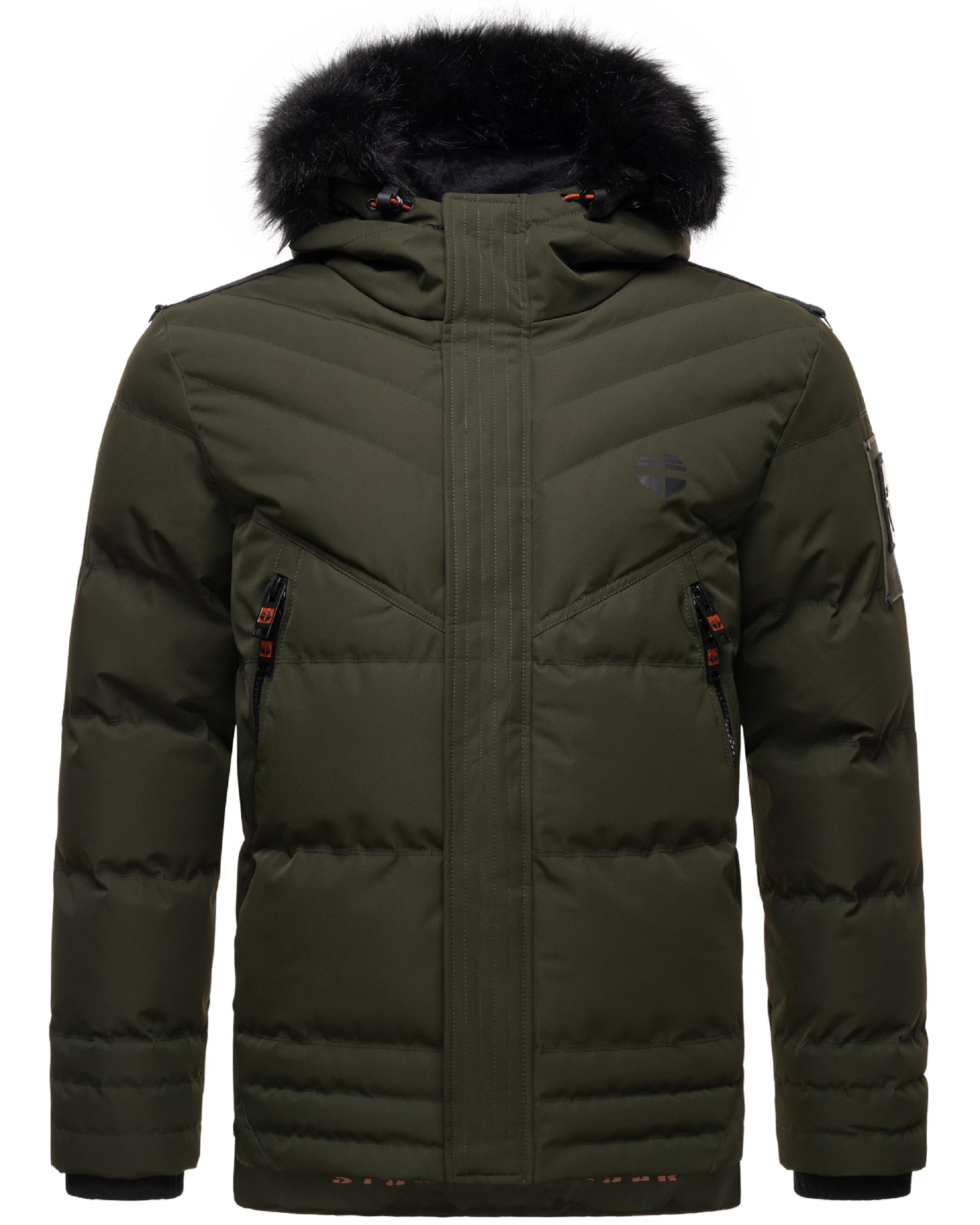 Winter Steppjacke mit abnehmbarer Kunstfell-Kapuze "Romaan" Olive