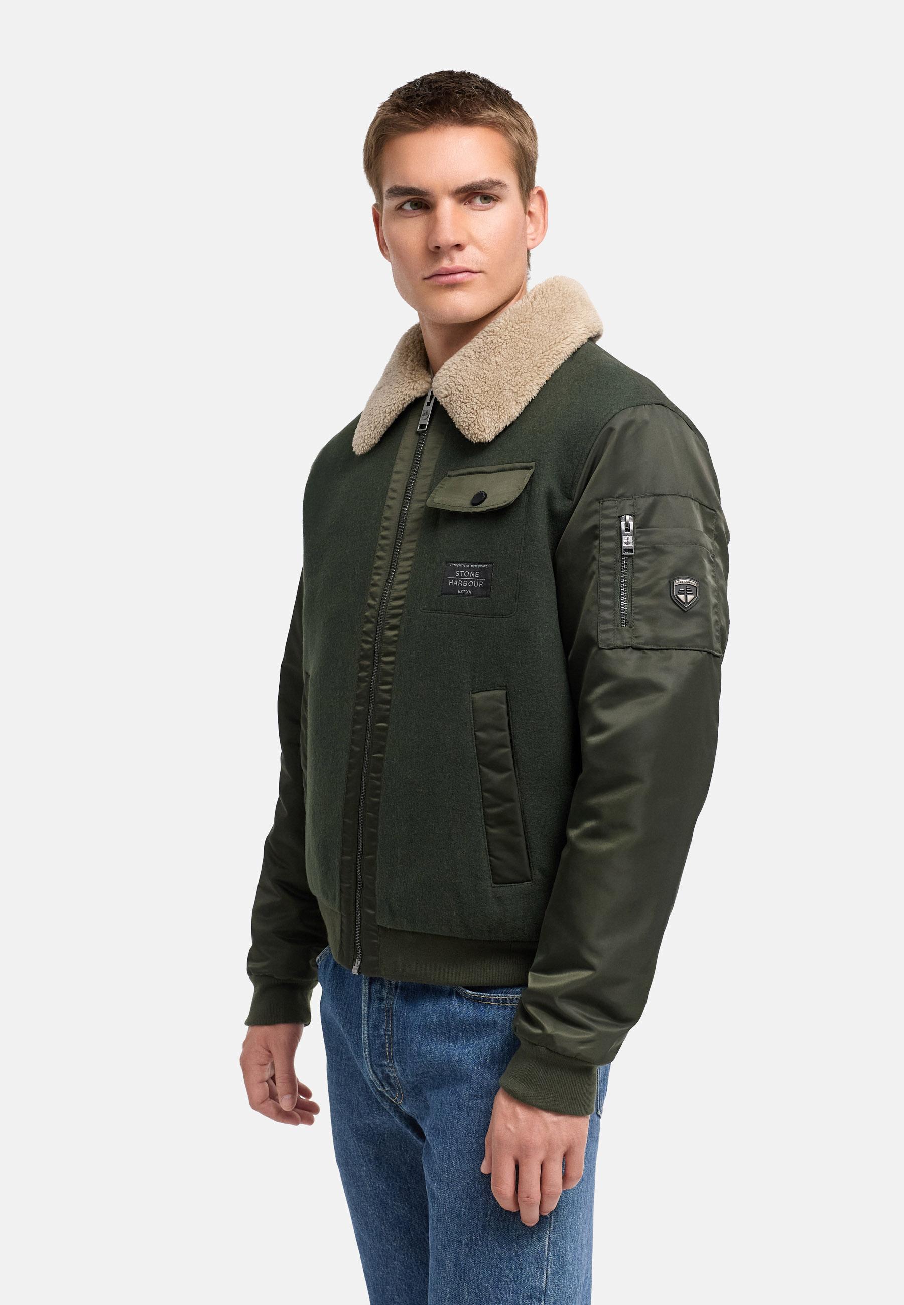 Winterjacke mit weichem Kragen "Somaeel XX" Dark Olive