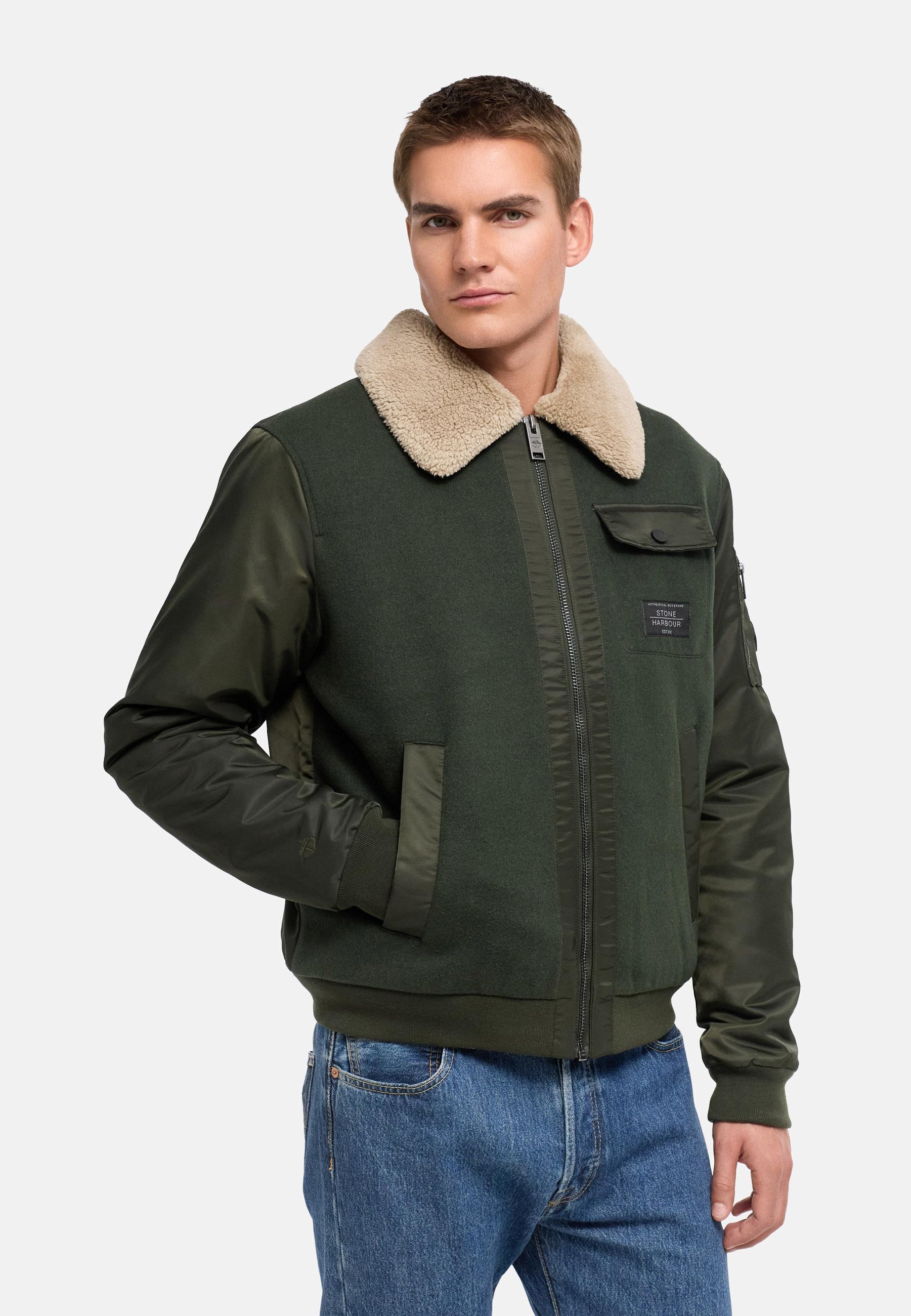 Winterjacke mit weichem Kragen "Somaeel XX" Dark Olive