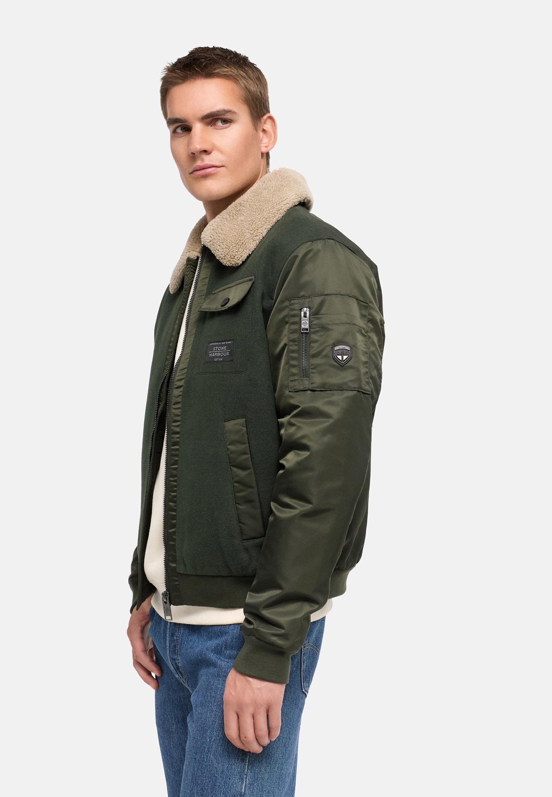 Winterjacke mit weichem Kragen "Somaeel XX" Dark Olive