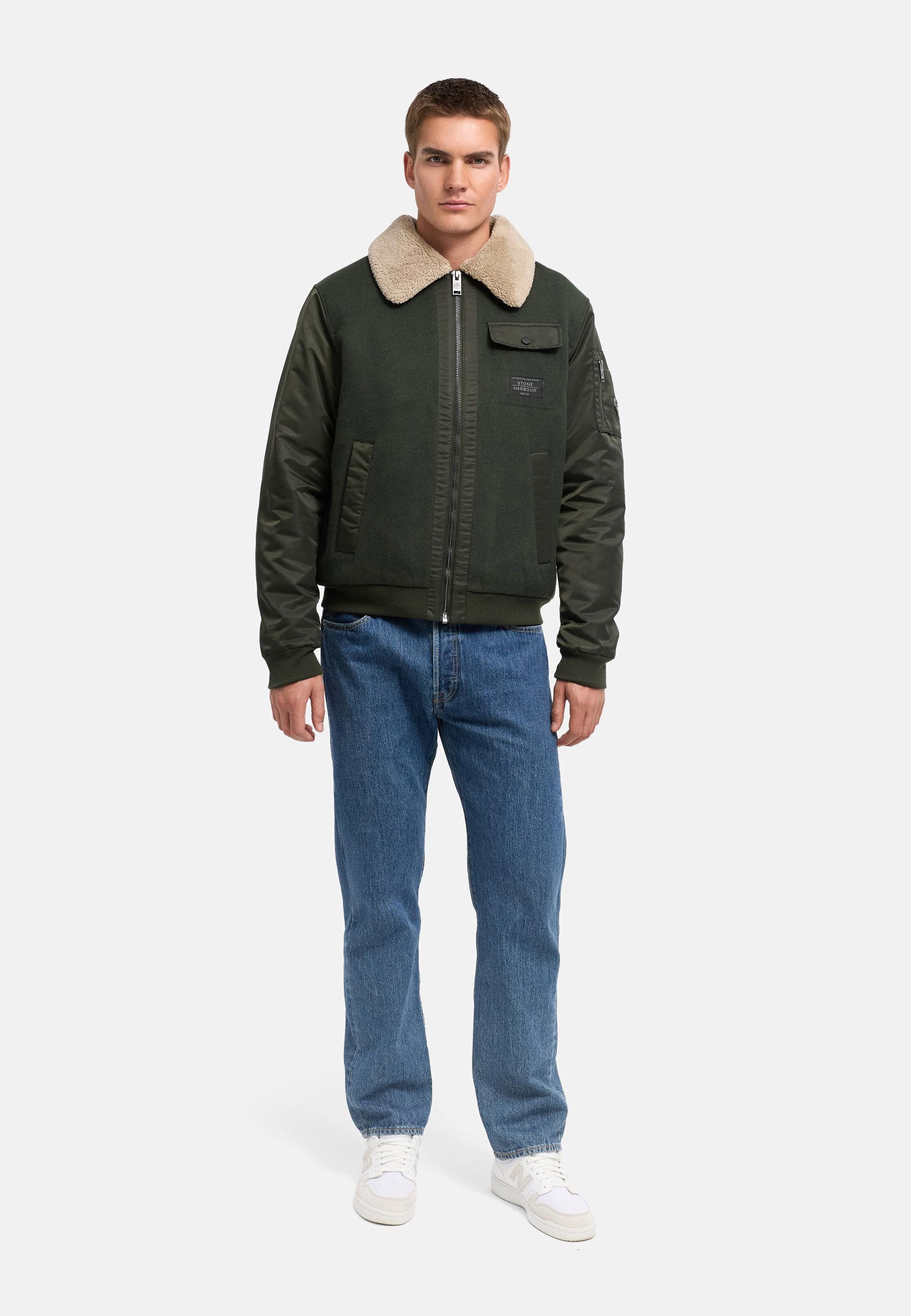 Winterjacke mit weichem Kragen "Somaeel XX" Dark Olive
