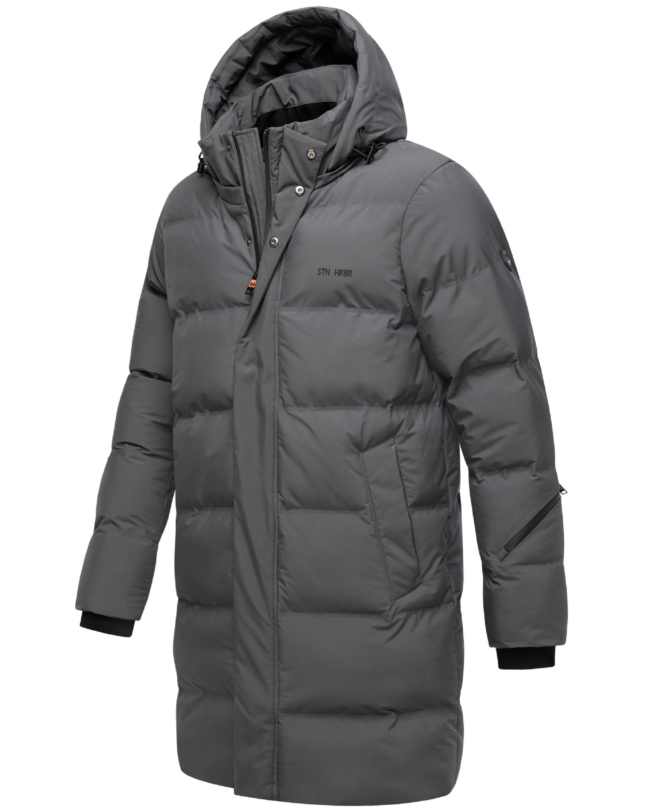 Winter Steppmantel mit abnehmbarer Kapuze "Thadeek XX" Anthracite