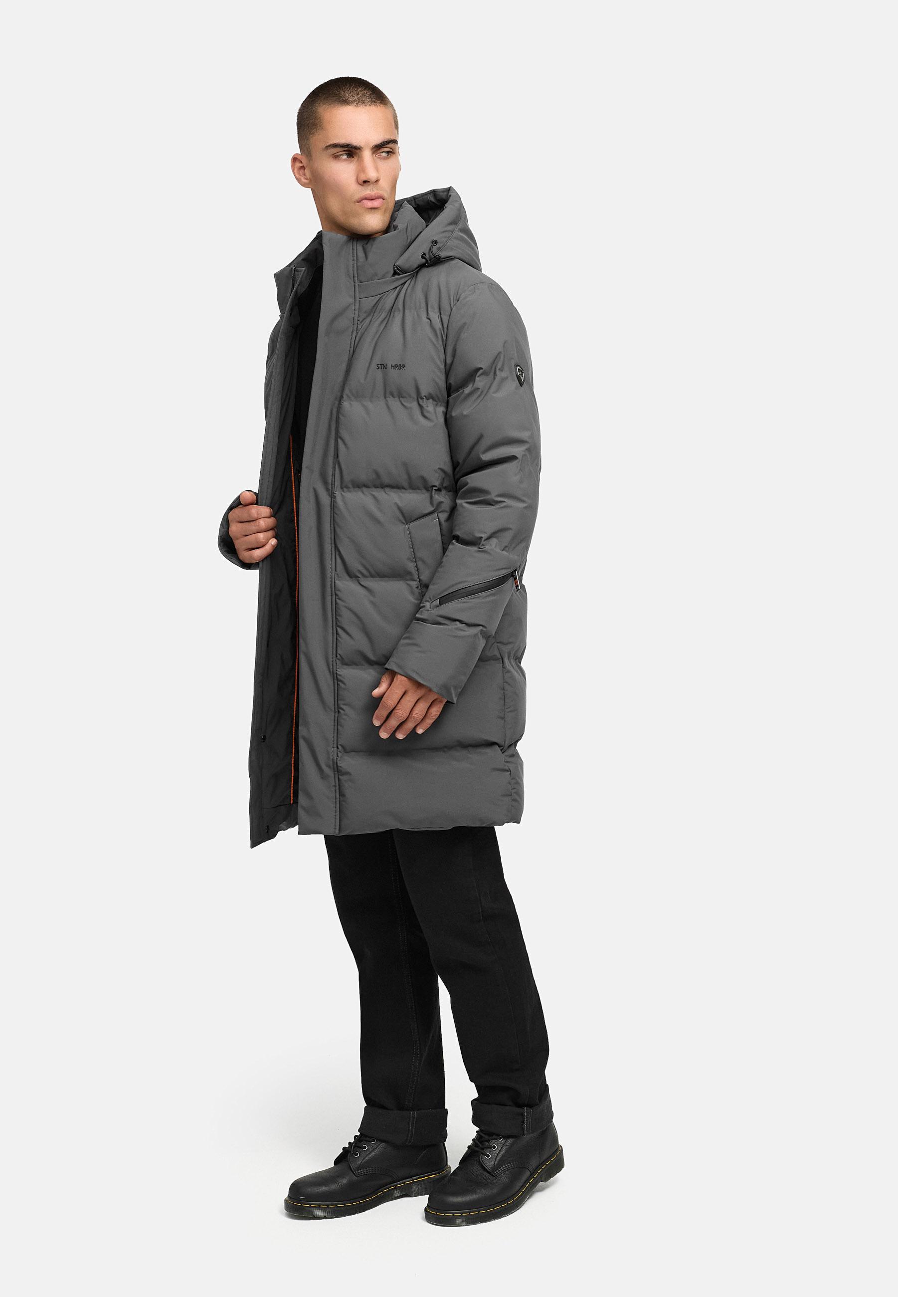 Winter Steppmantel mit abnehmbarer Kapuze "Thadeek XX" Anthracite