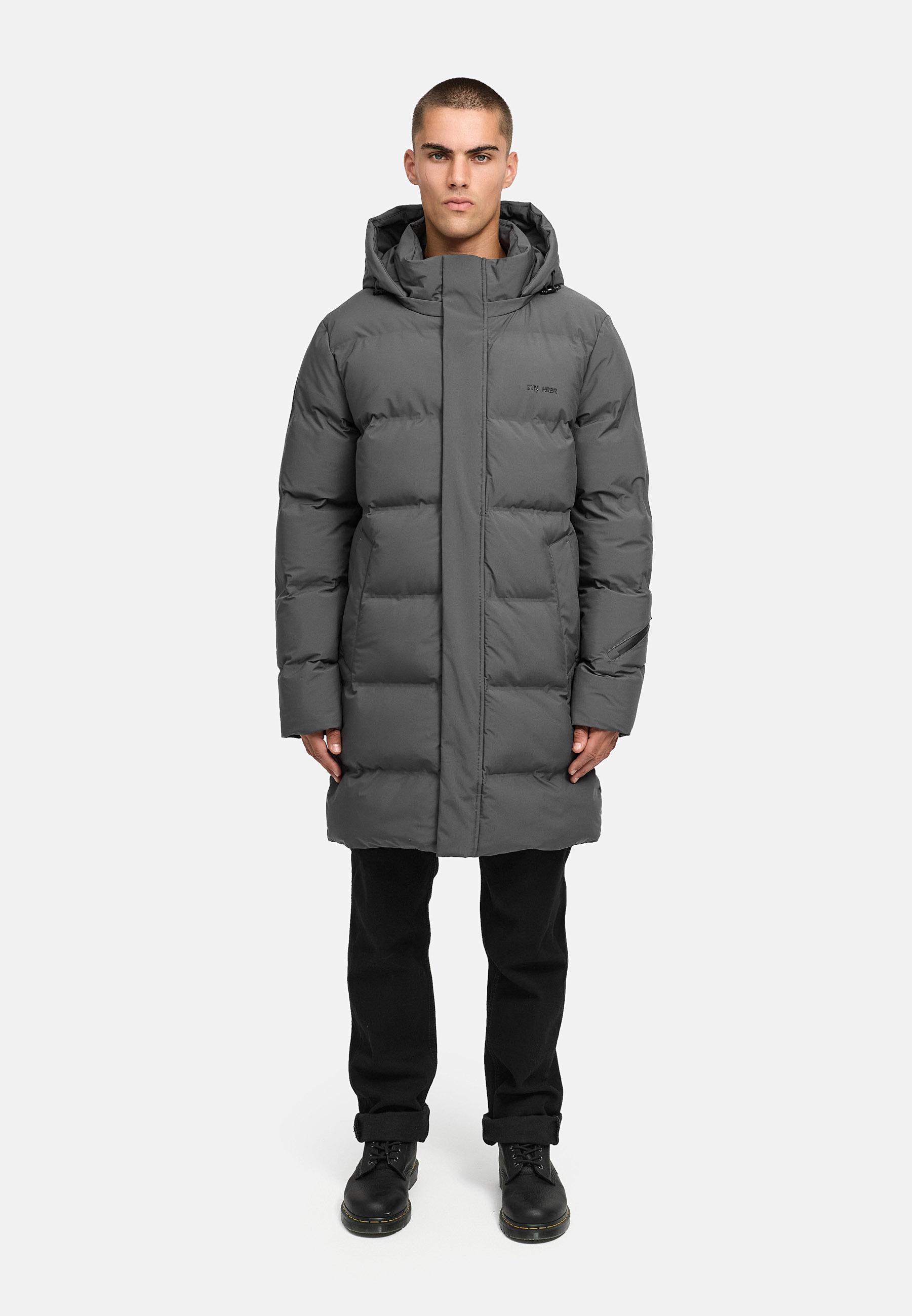 Winter Steppmantel mit abnehmbarer Kapuze "Thadeek XX" Anthracite