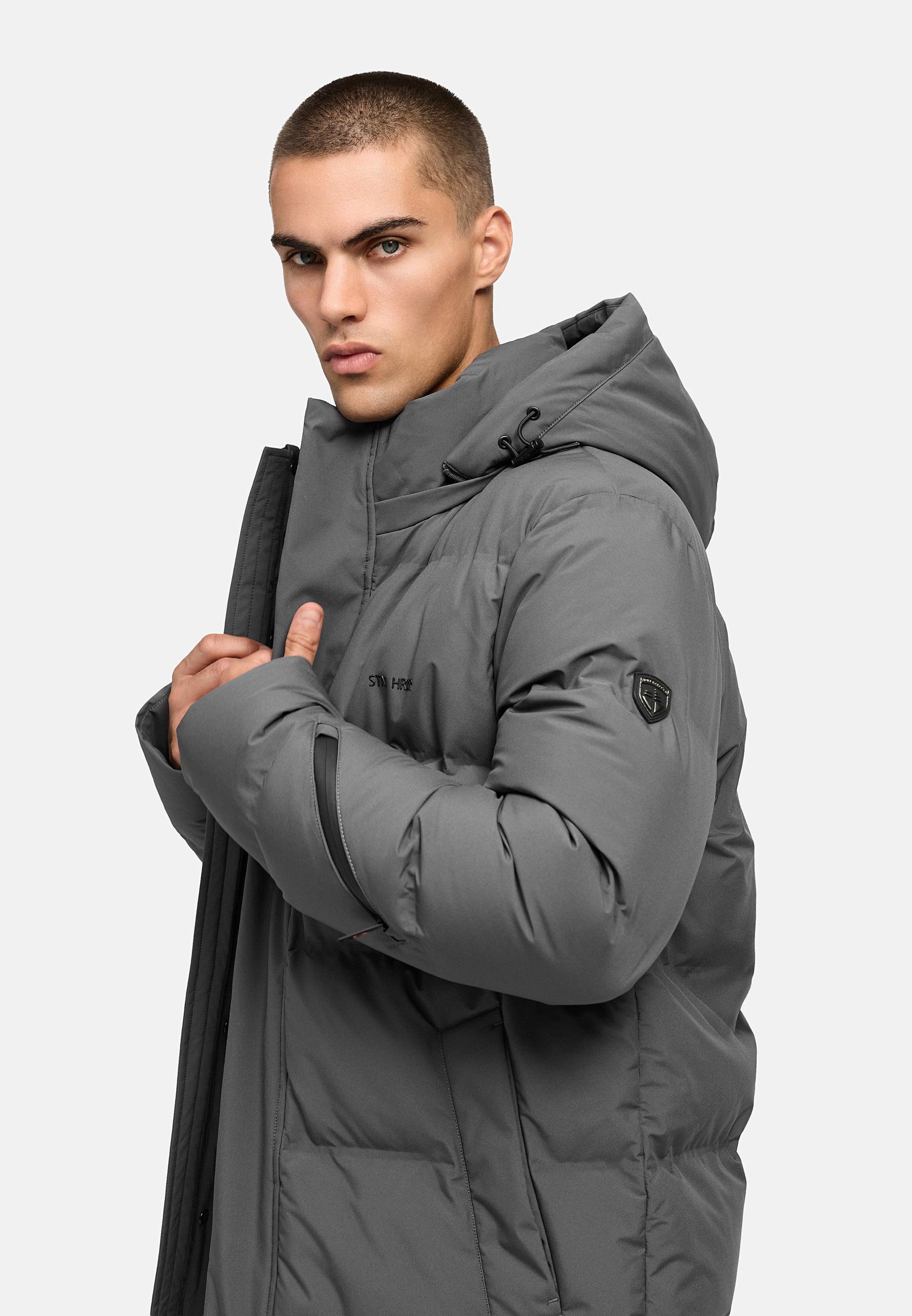 Winter Steppmantel mit abnehmbarer Kapuze "Thadeek XX" Anthracite