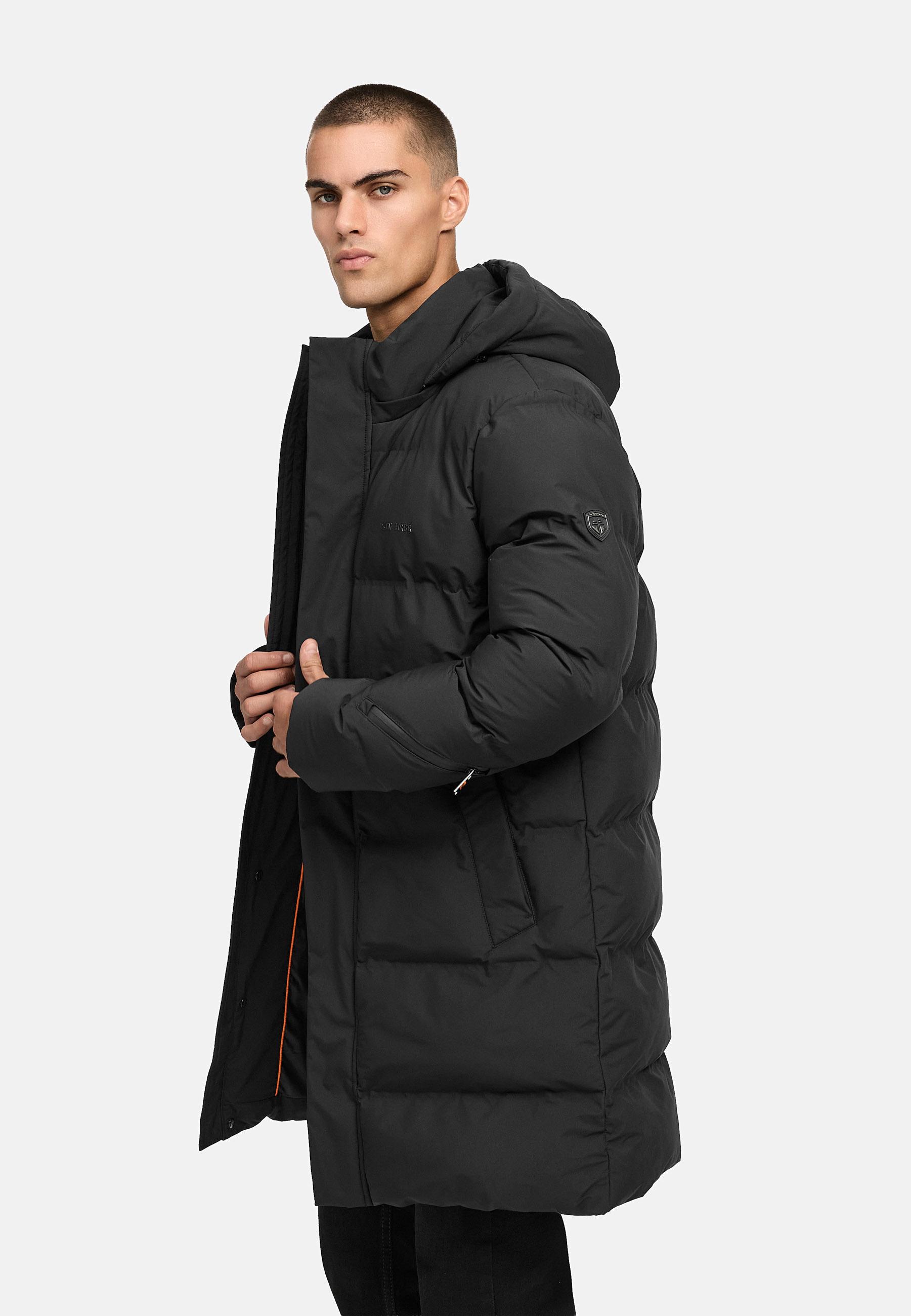 Winter Steppmantel mit abnehmbarer Kapuze "Thadeek XX" Black