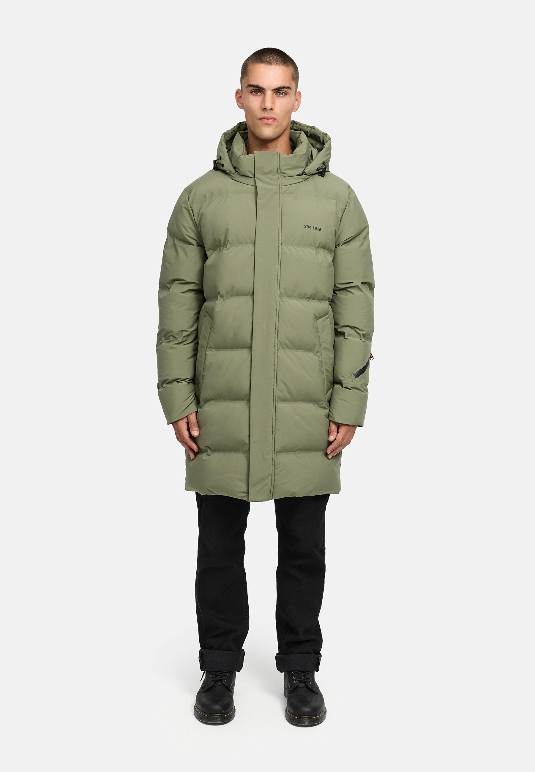 Winter Steppmantel mit abnehmbarer Kapuze "Thadeek XX" Dusty Olive