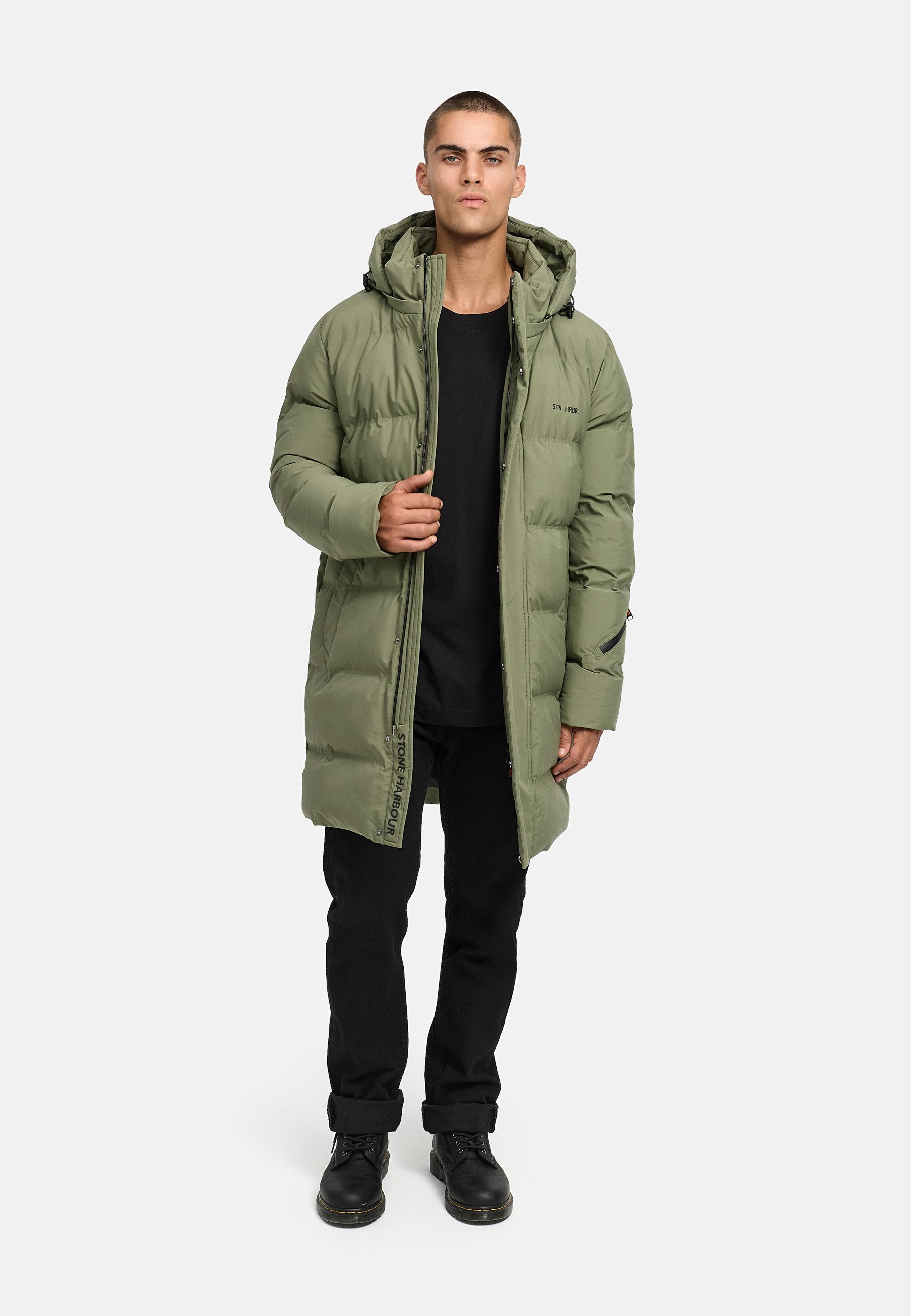Winter Steppmantel mit abnehmbarer Kapuze "Thadeek XX" Dusty Olive