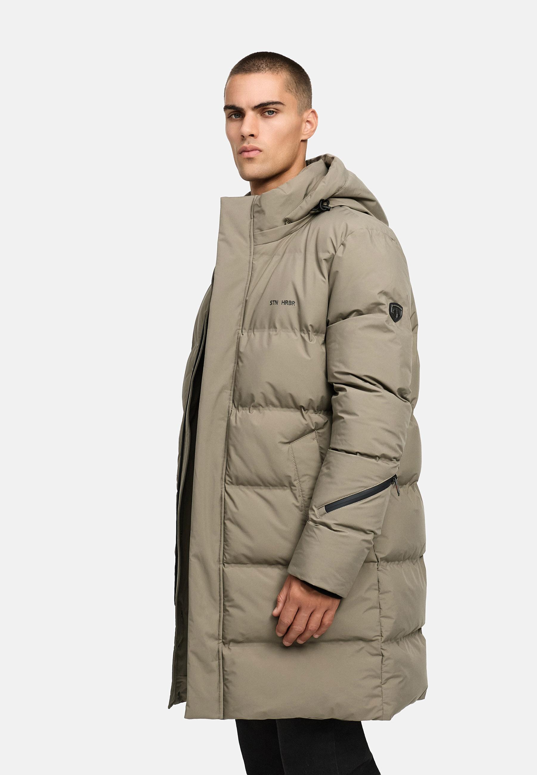Winter Steppmantel mit abnehmbarer Kapuze "Thadeek XX" Stone Brown