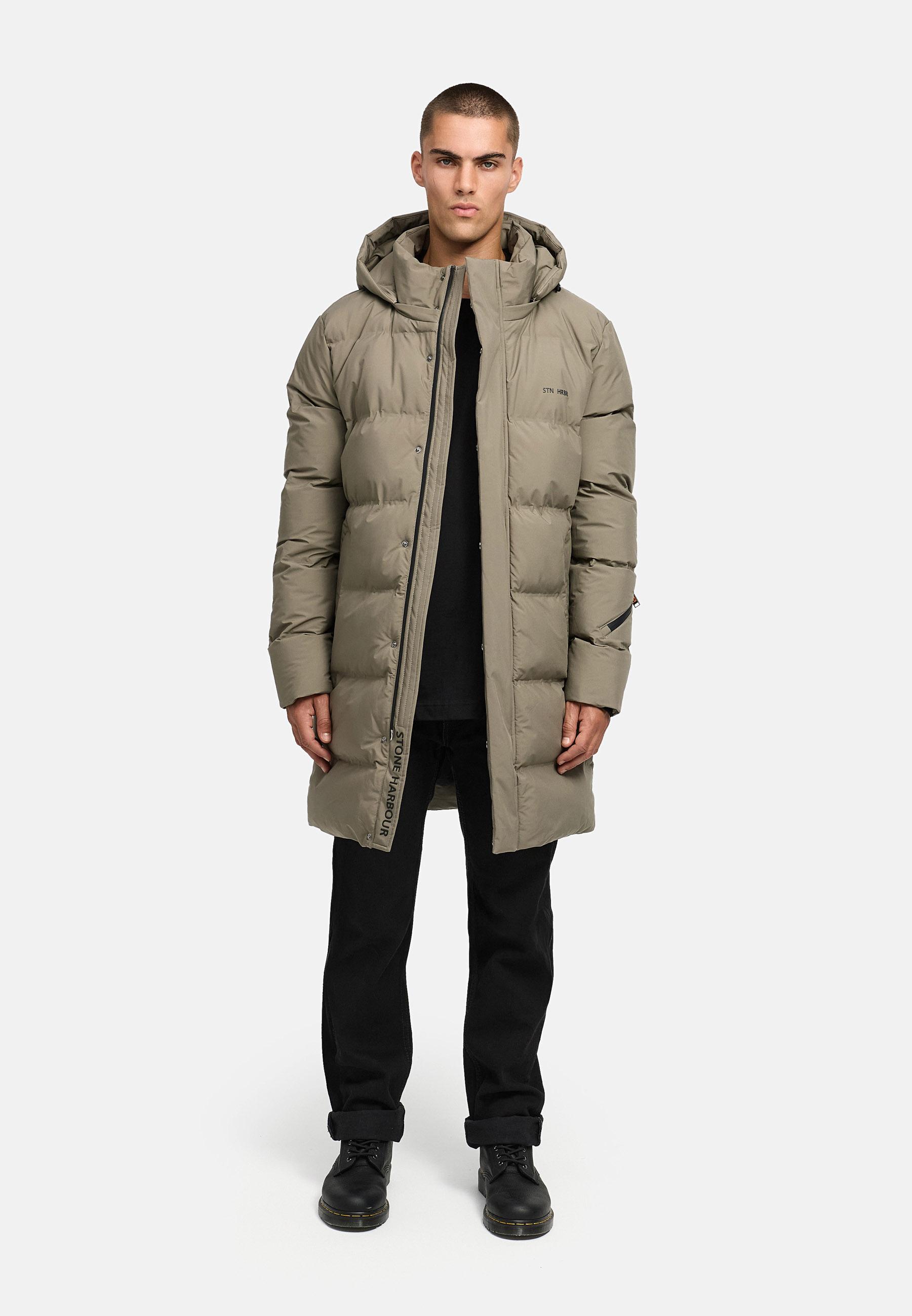 Winter Steppmantel mit abnehmbarer Kapuze "Thadeek XX" Stone Brown