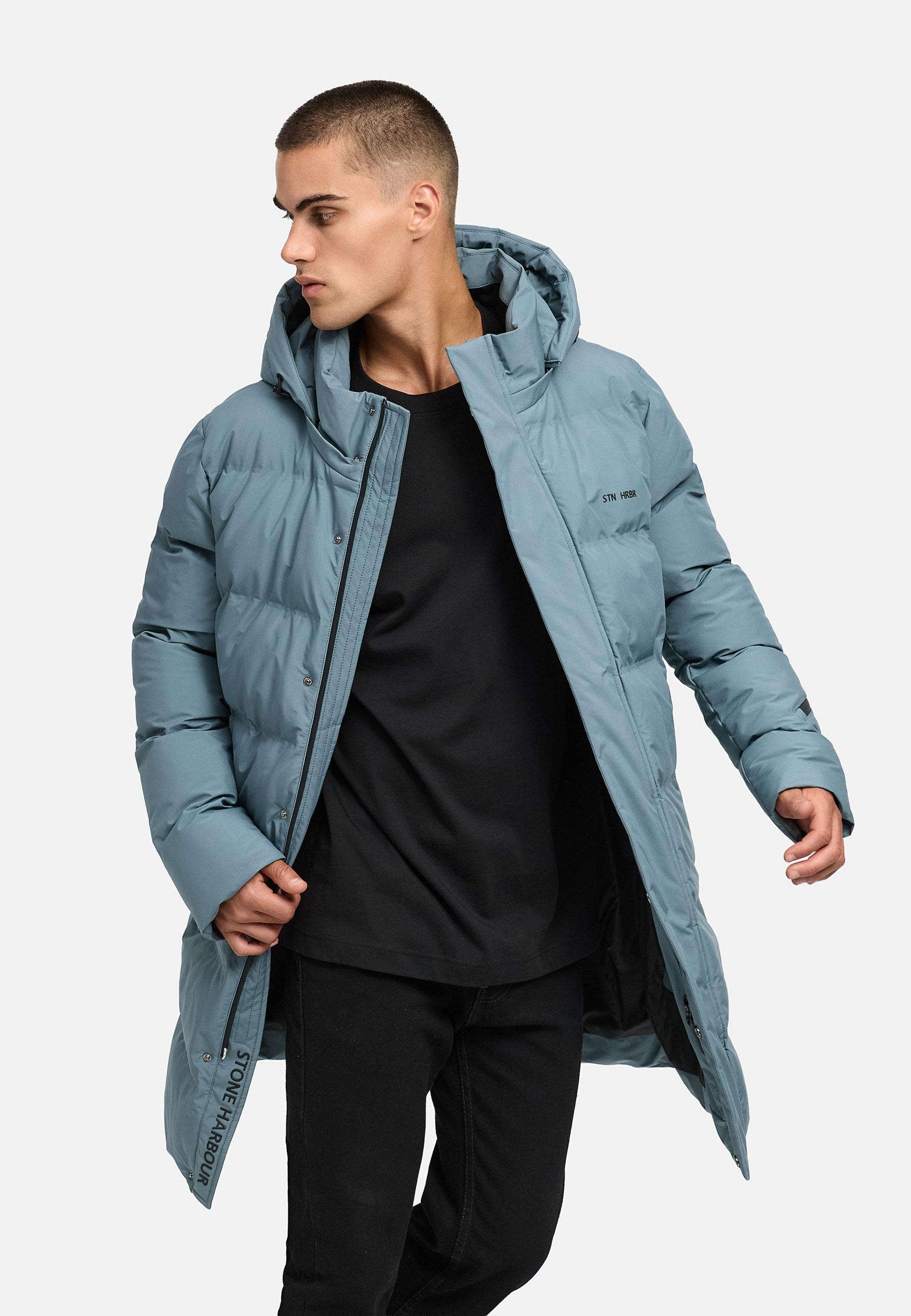 Winter Steppmantel mit abnehmbarer Kapuze "Thadeek XX" Stormy Blue