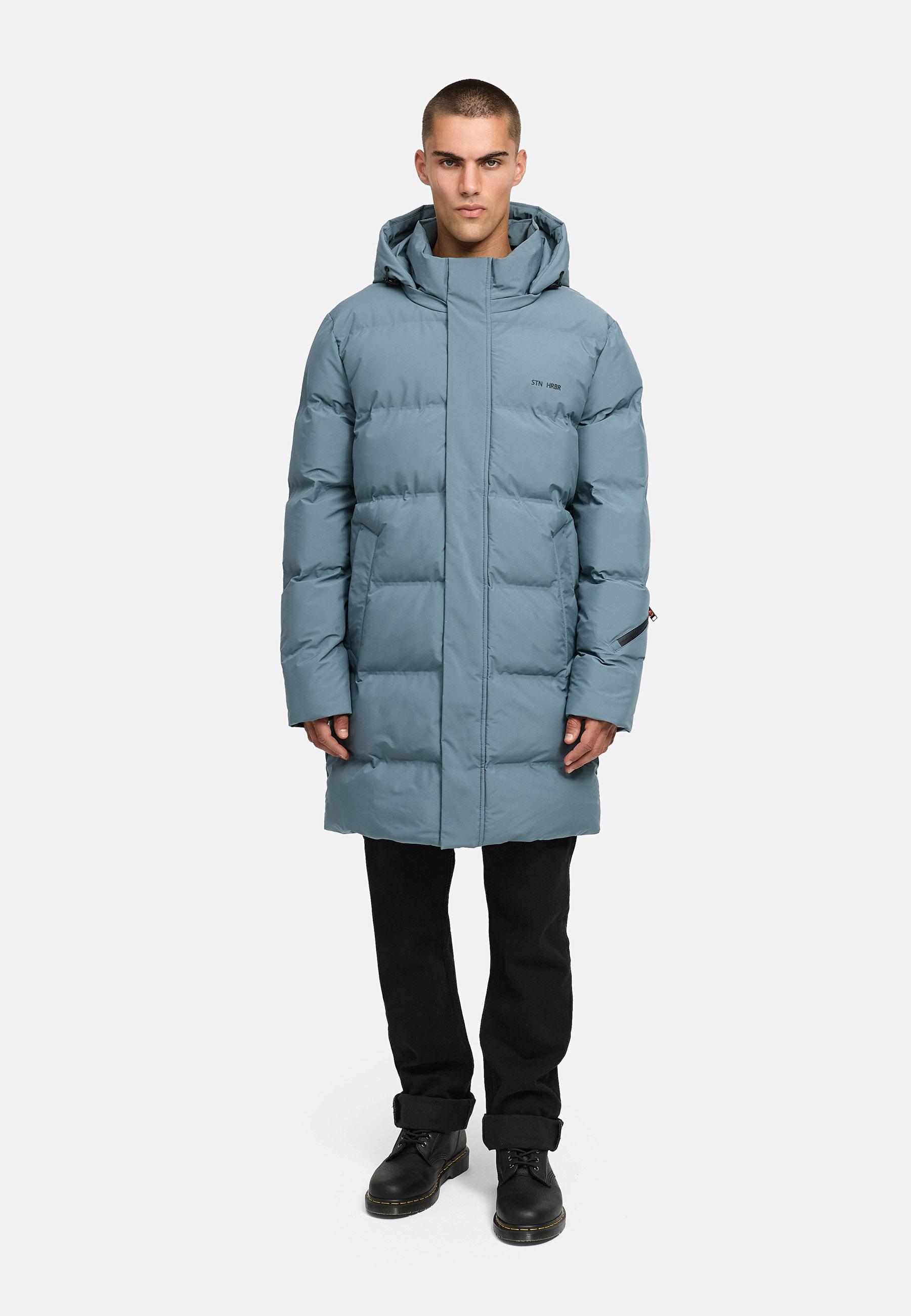 Winter Steppmantel mit abnehmbarer Kapuze "Thadeek XX" Stormy Blue