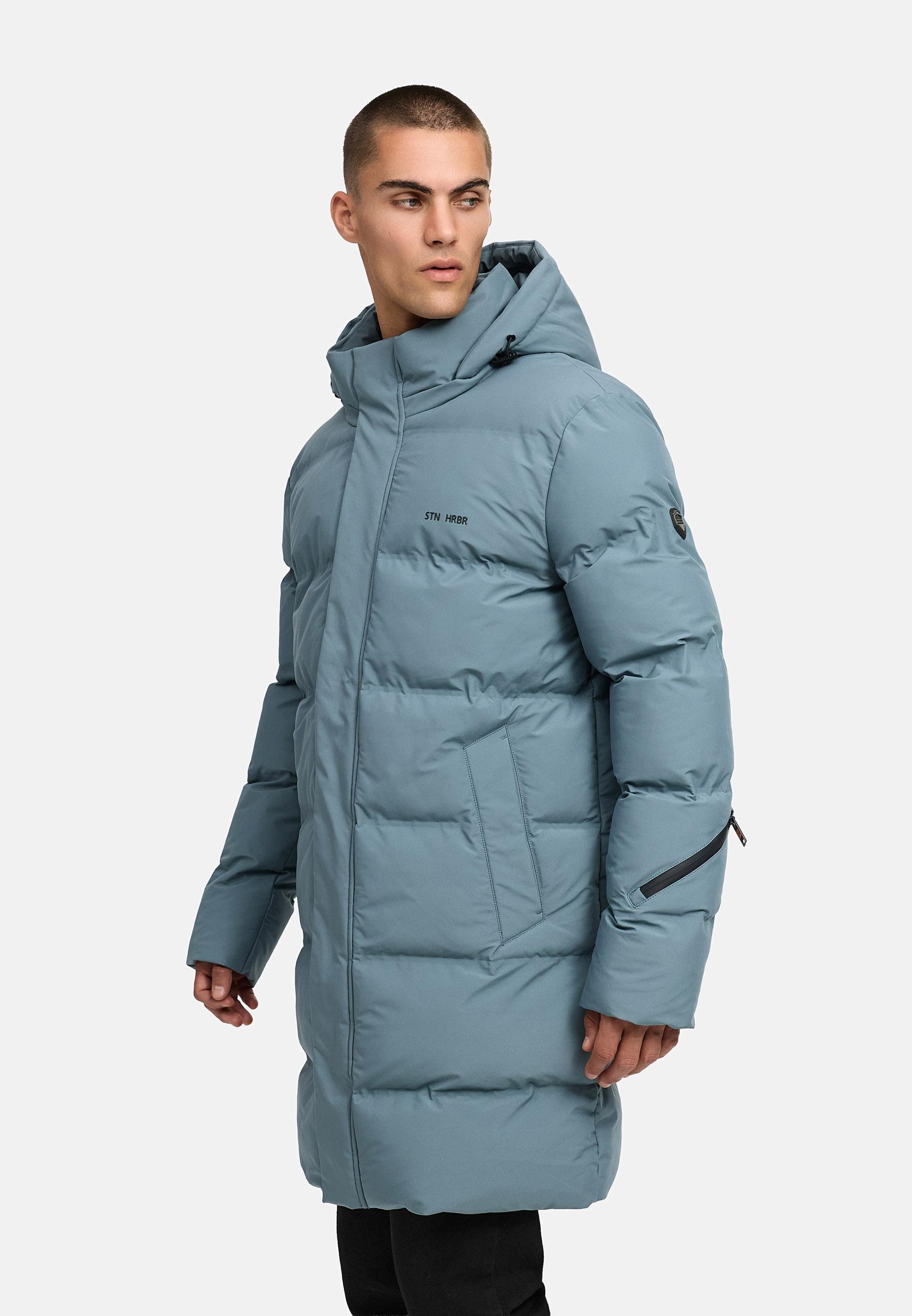 Winter Steppmantel mit abnehmbarer Kapuze "Thadeek XX" Stormy Blue