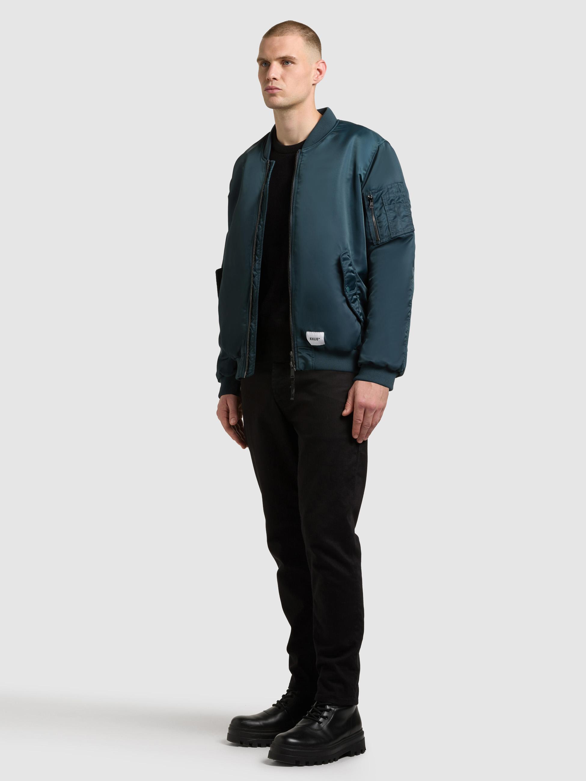 Matt glänzende Bomberjacke "Adon" Petrol Blue