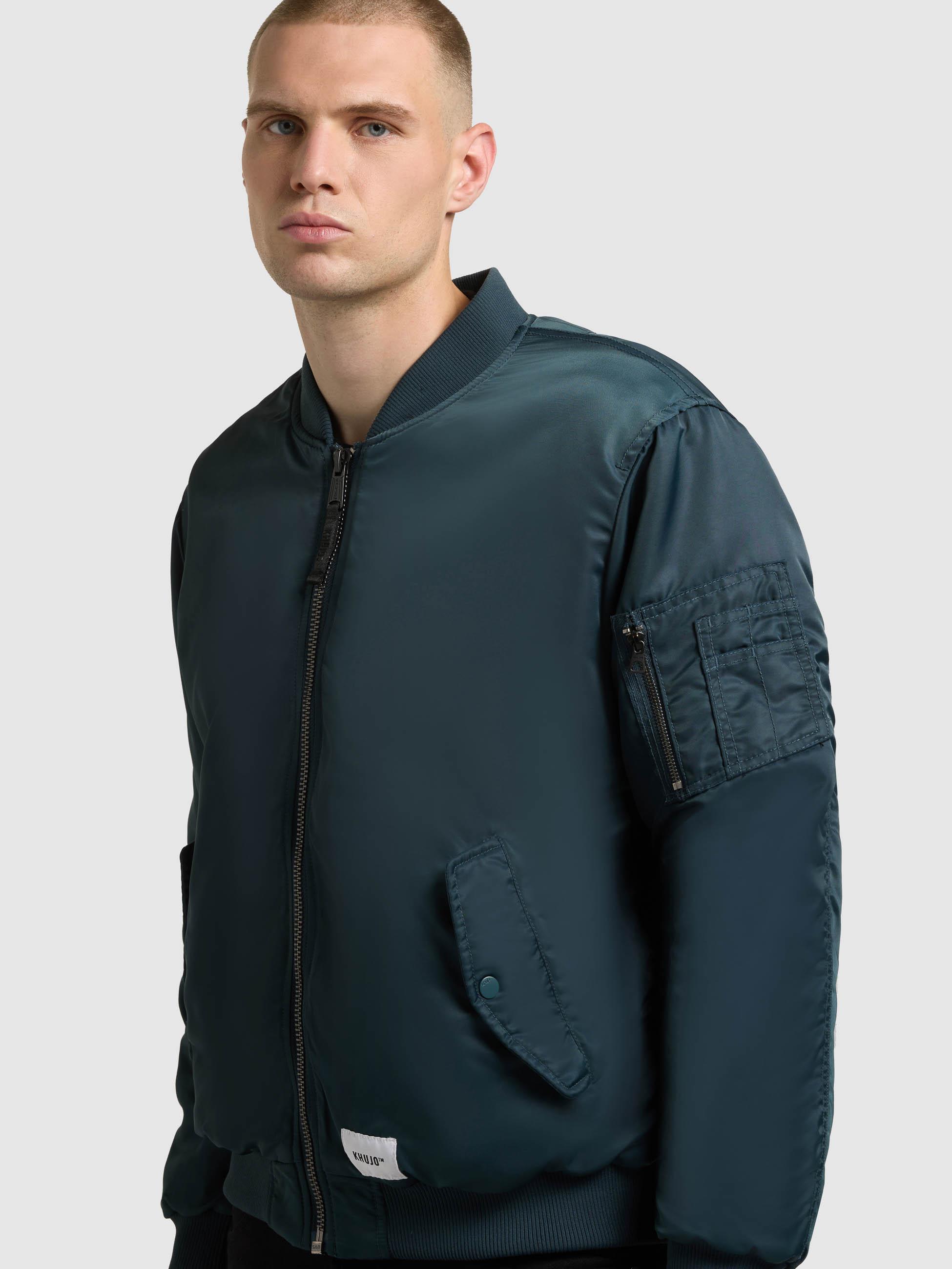 Matt glänzende Bomberjacke "Adon" Petrol Blue