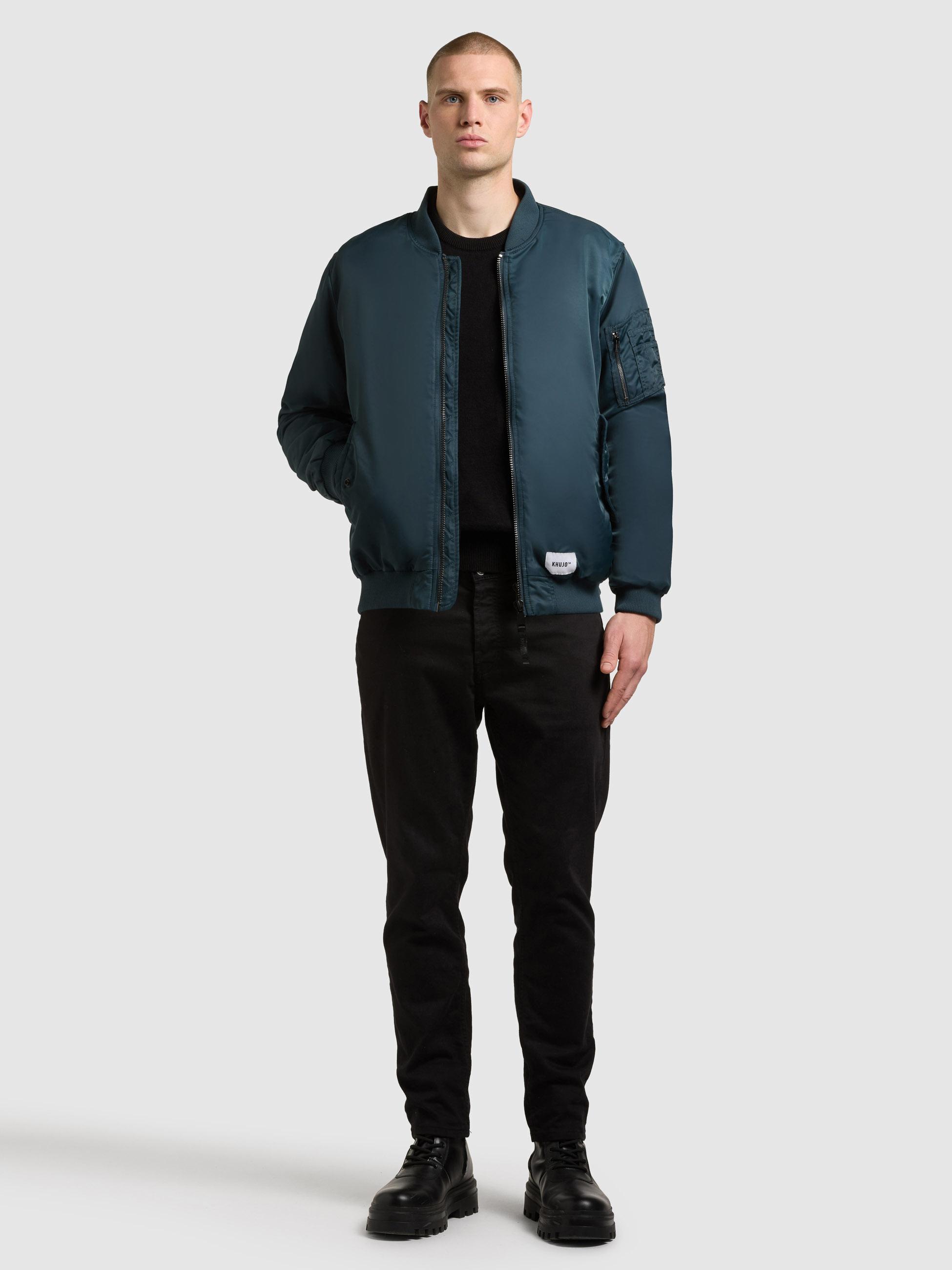 Matt glänzende Bomberjacke "Adon" Petrol Blue