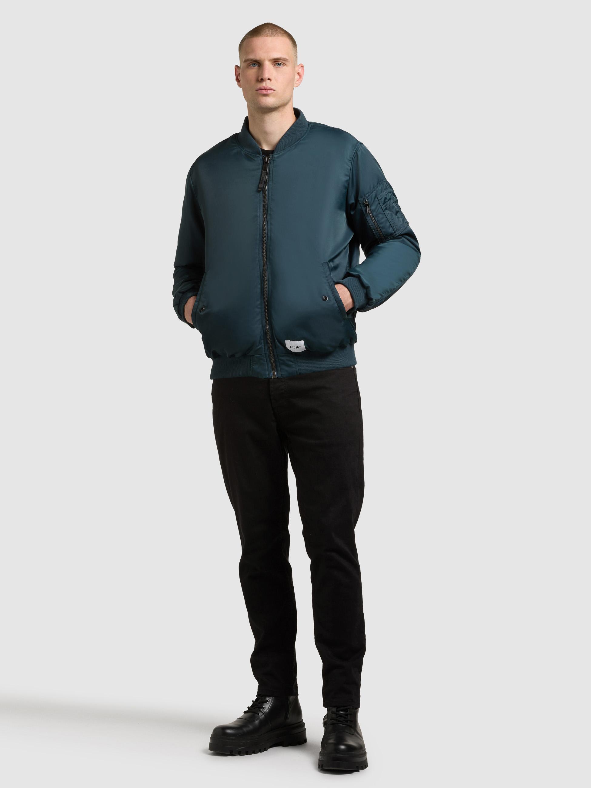 Matt glänzende Bomberjacke "Adon" Petrol Blue