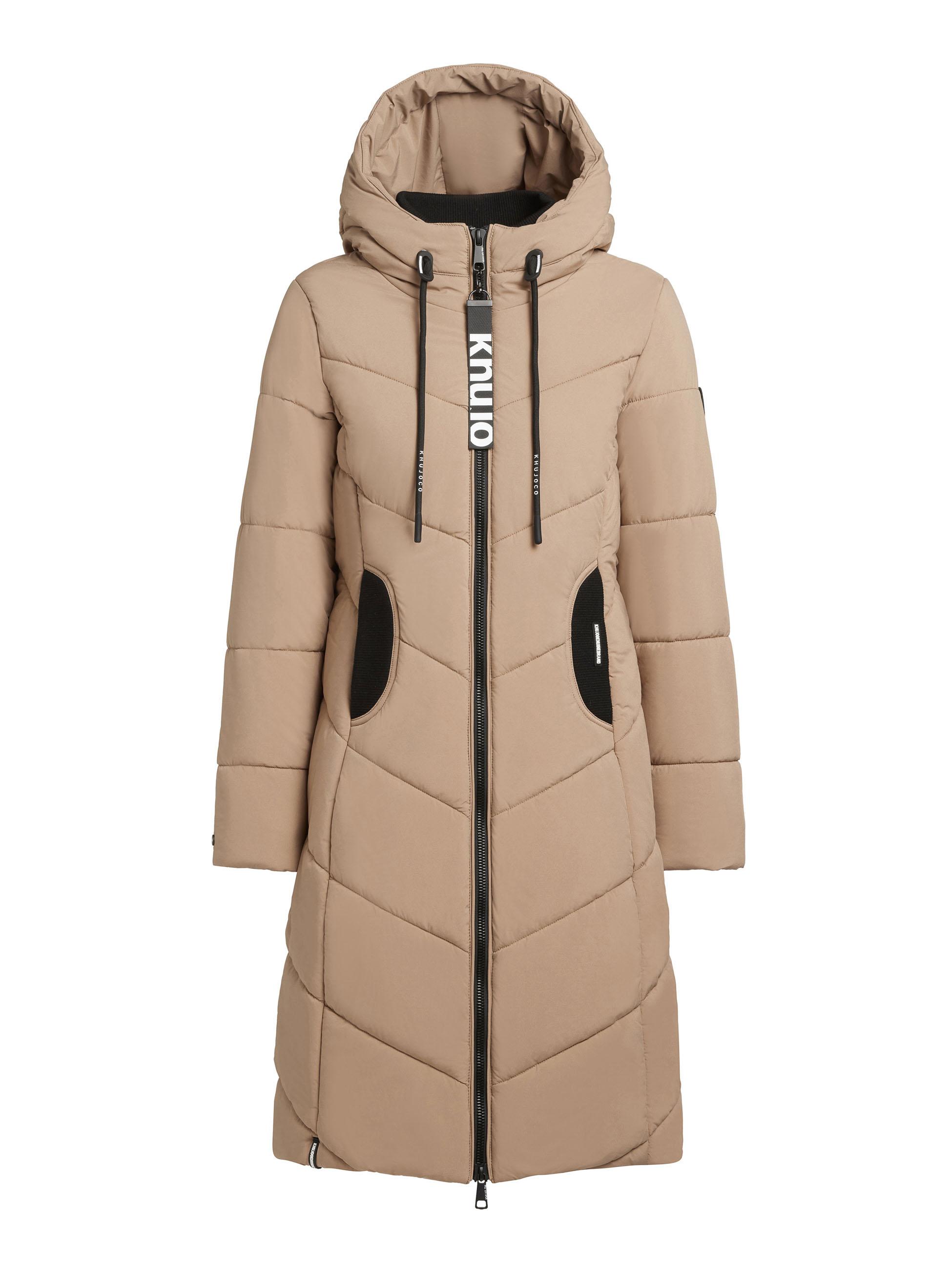 Winter Steppmantel mit Schlüsselanhänger als Reißverschluss-Anfasser "Aribay4 Light-YM" Cookie Beige