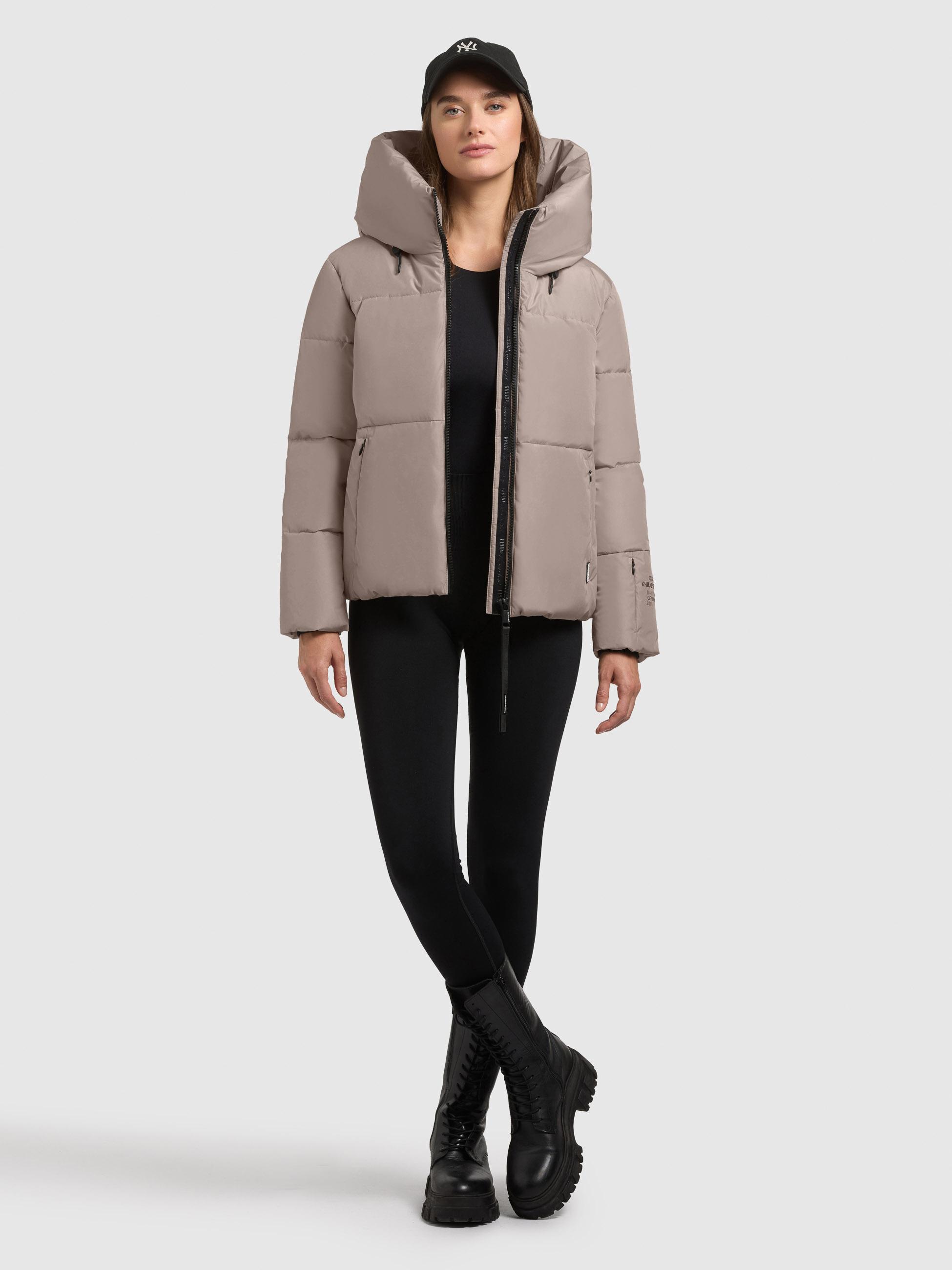 Winterjacke mit verstellbarerKapuze "Audrey Matt" Greige