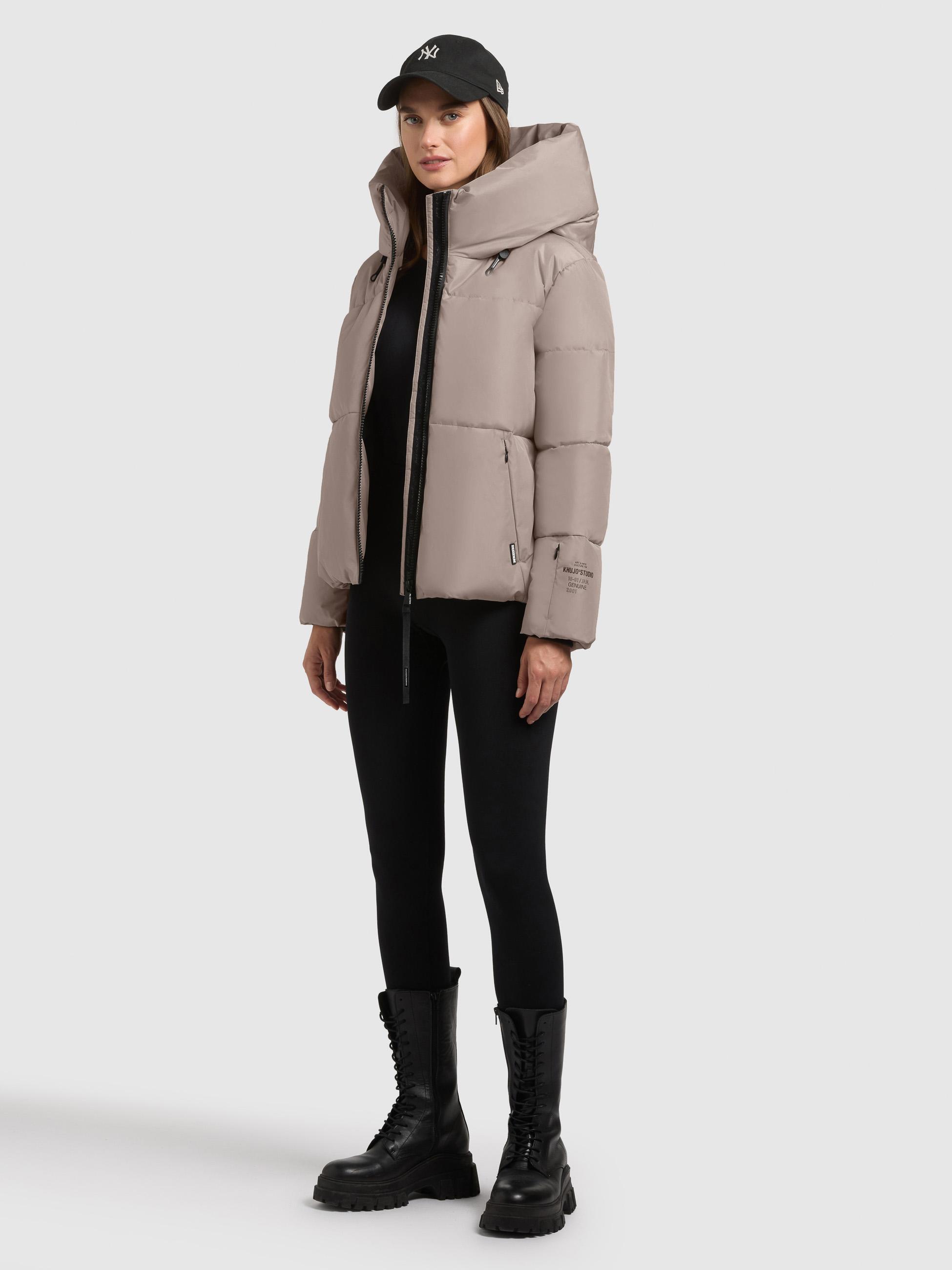 Winterjacke mit verstellbarerKapuze "Audrey Matt" Greige