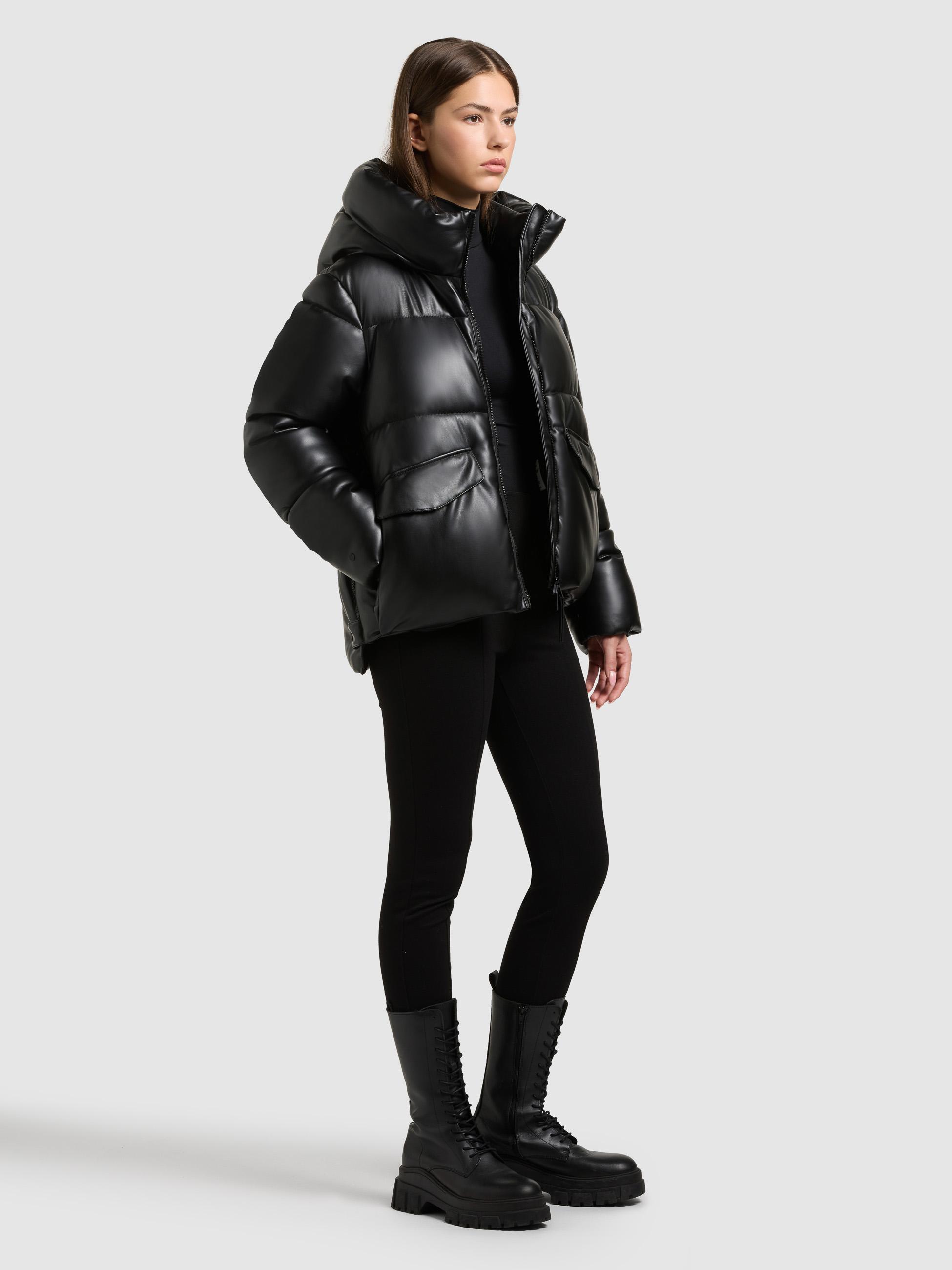 Winter Steppjacke in Lederoptik "Aurora" Black