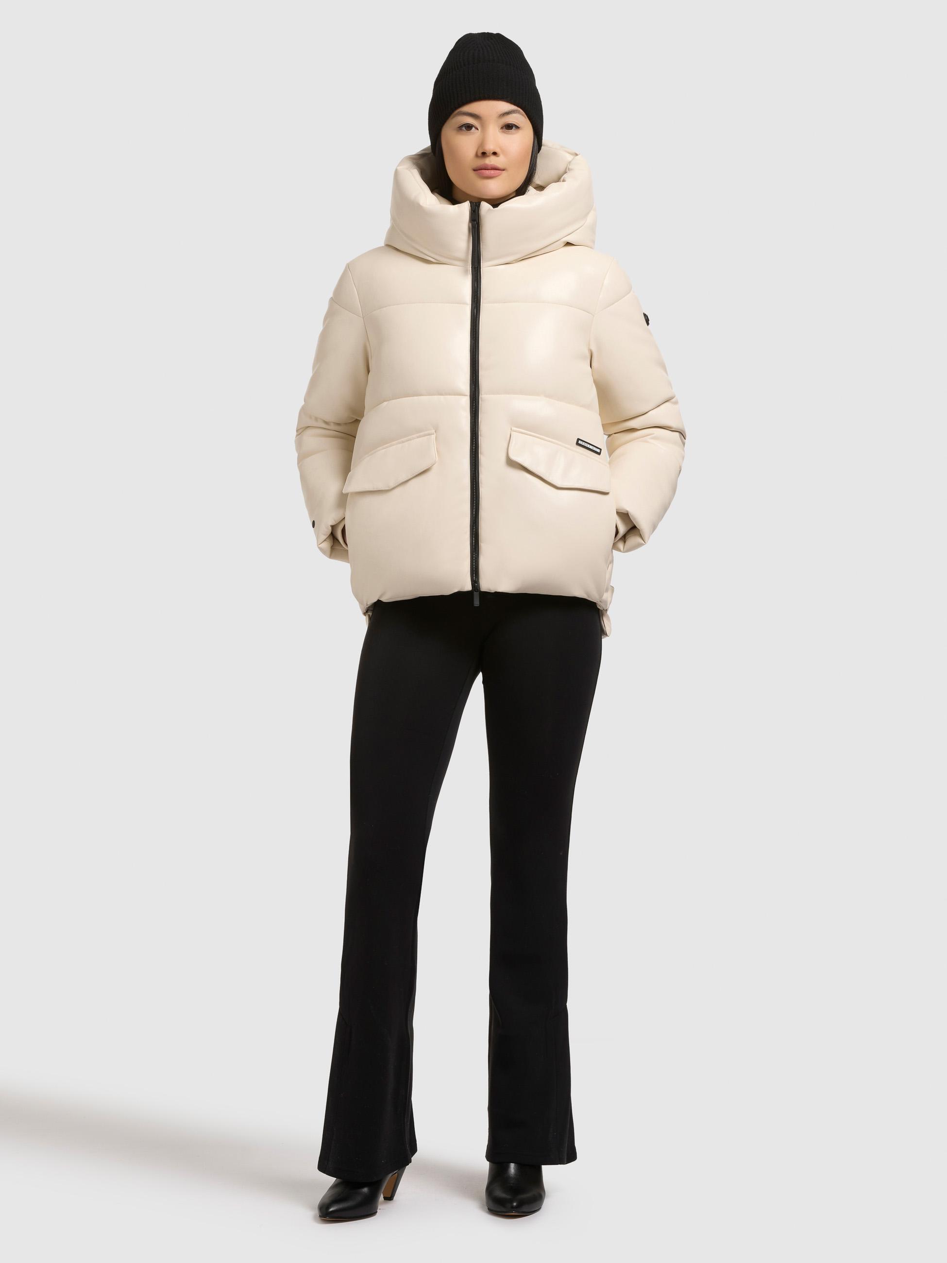 Winter Steppjacke in Lederoptik "Aurora" Cream White