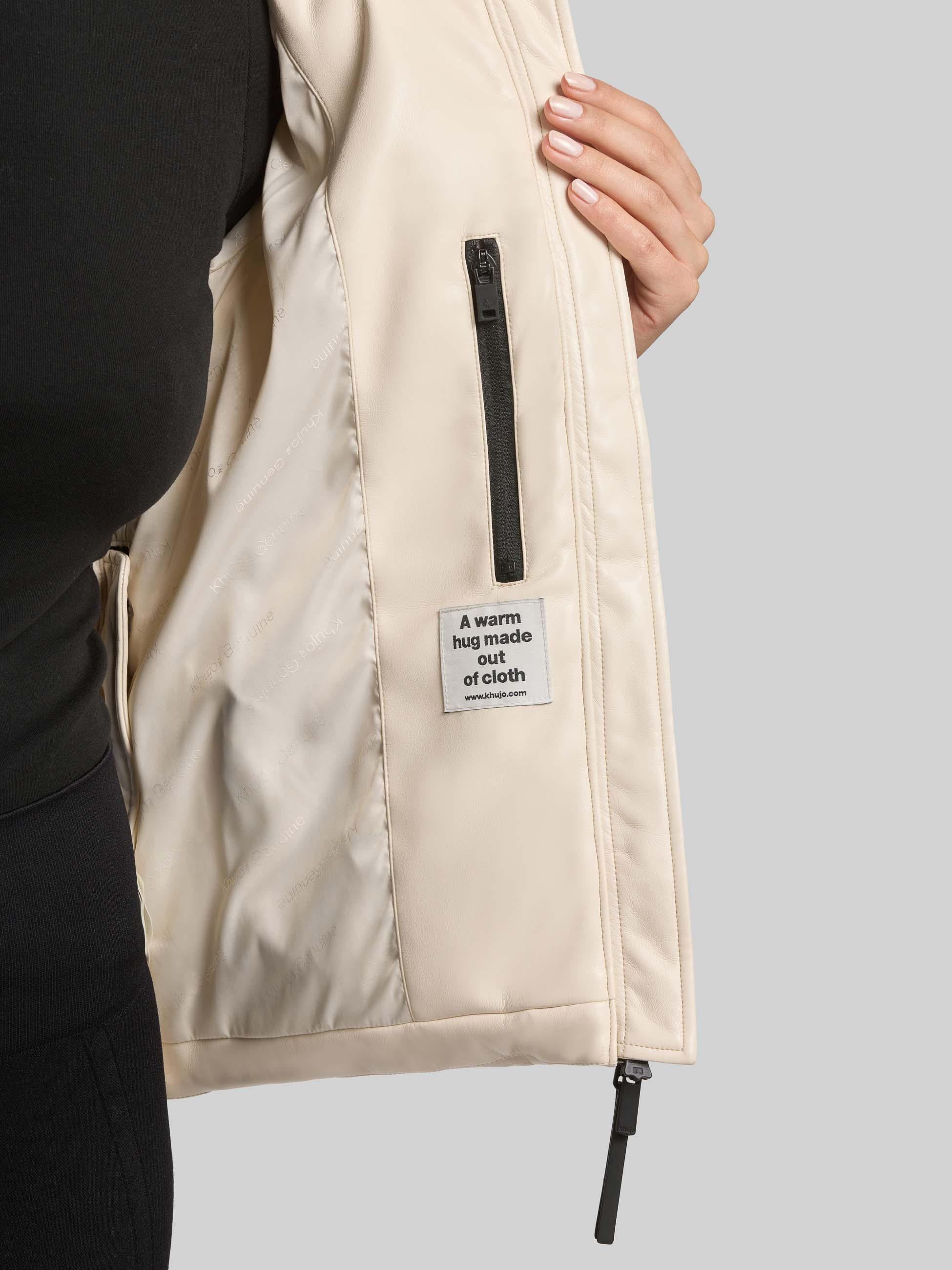 Winter Steppjacke in Lederoptik "Aurora" Cream White