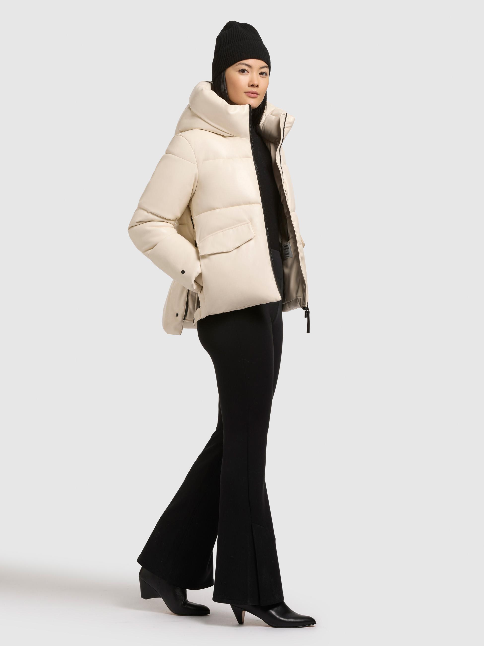 Winter Steppjacke in Lederoptik "Aurora" Cream White
