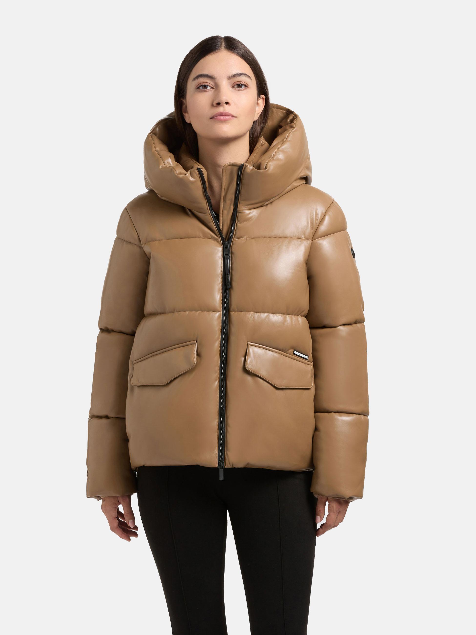 Winter Steppjacke in Lederoptik "Aurora" Light Brown