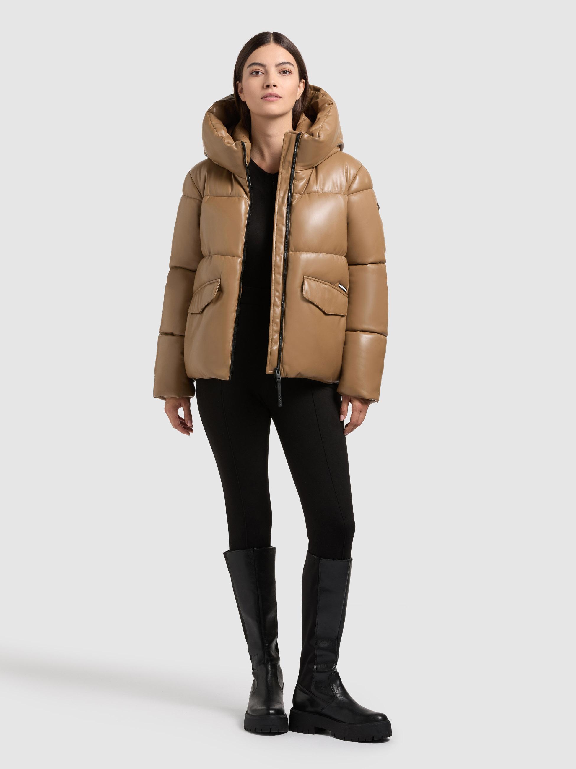Winter Steppjacke in Lederoptik "Aurora" Light Brown