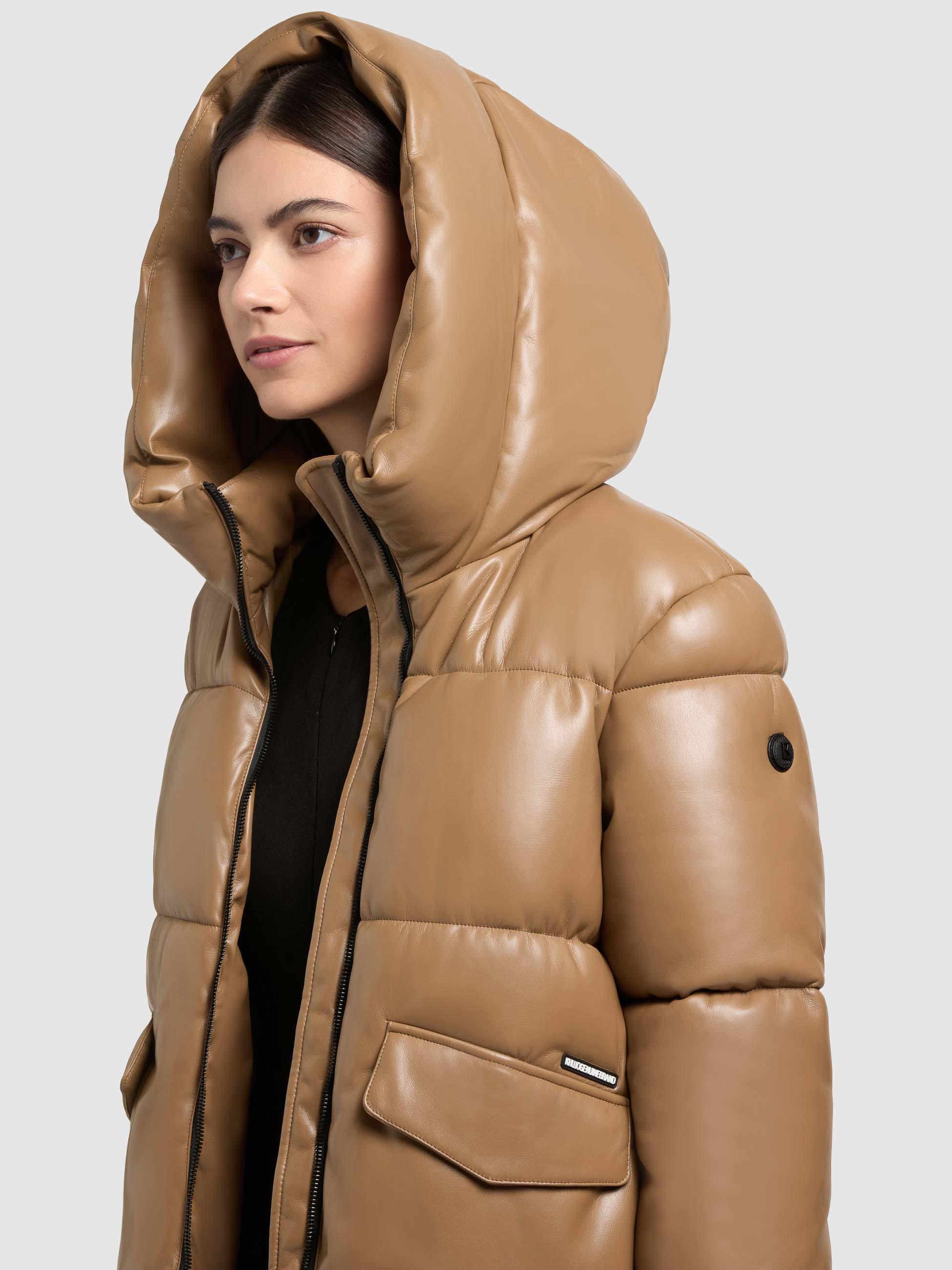 Winter Steppjacke in Lederoptik "Aurora" Light Brown