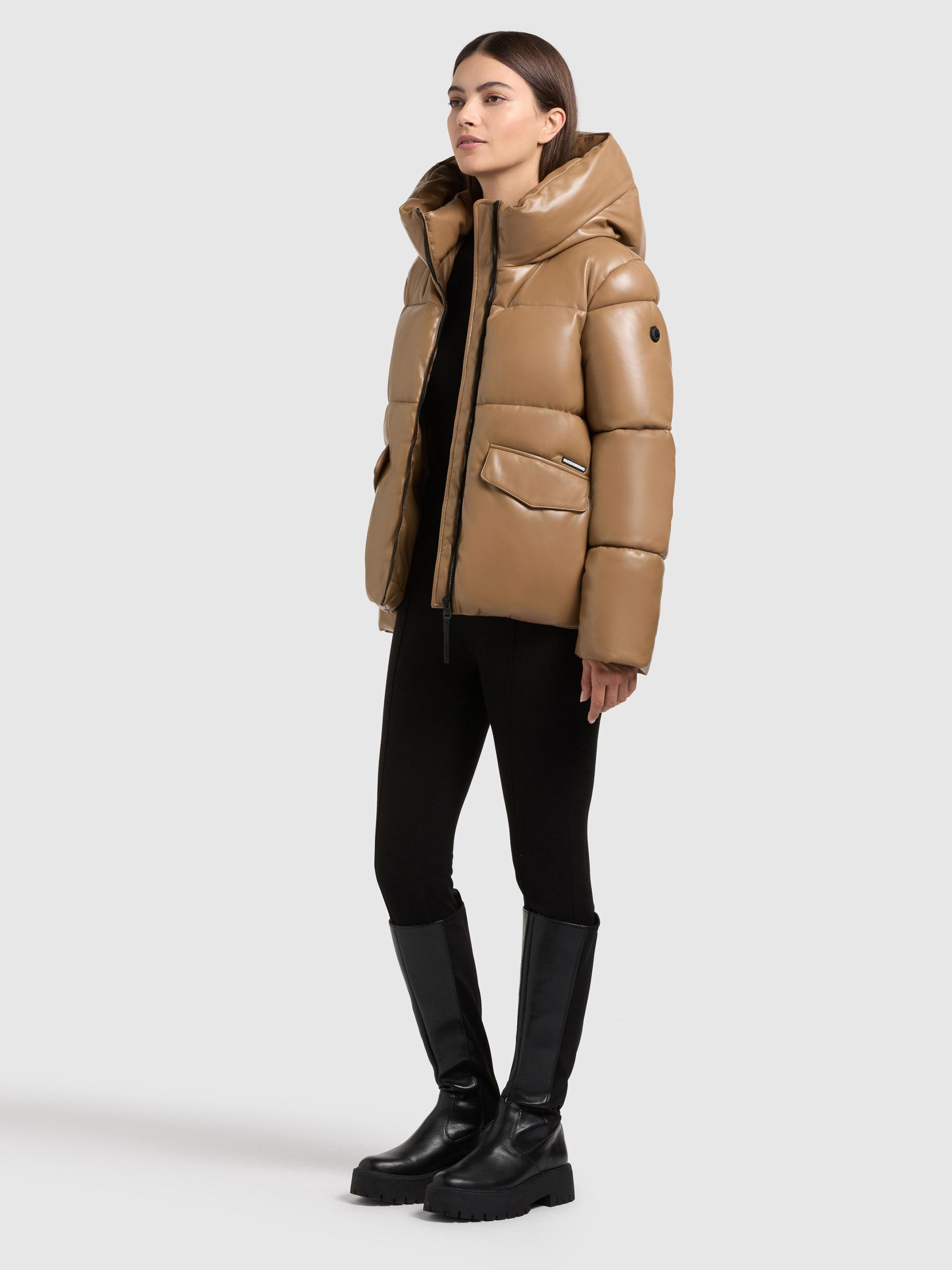 Winter Steppjacke in Lederoptik "Aurora" Light Brown
