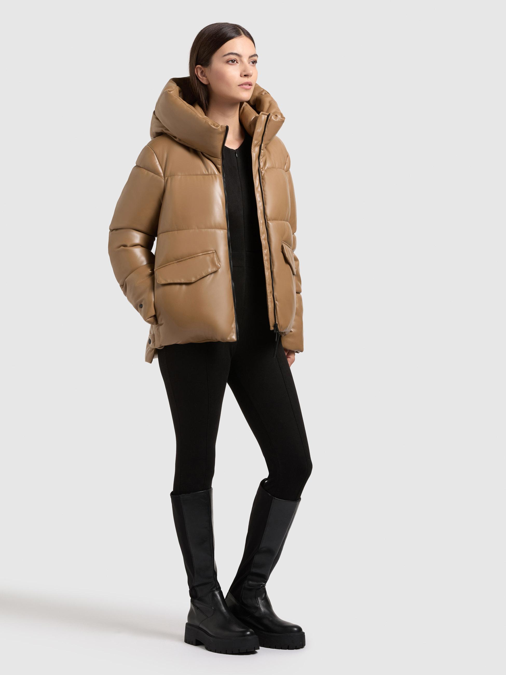 Winter Steppjacke in Lederoptik "Aurora" Light Brown