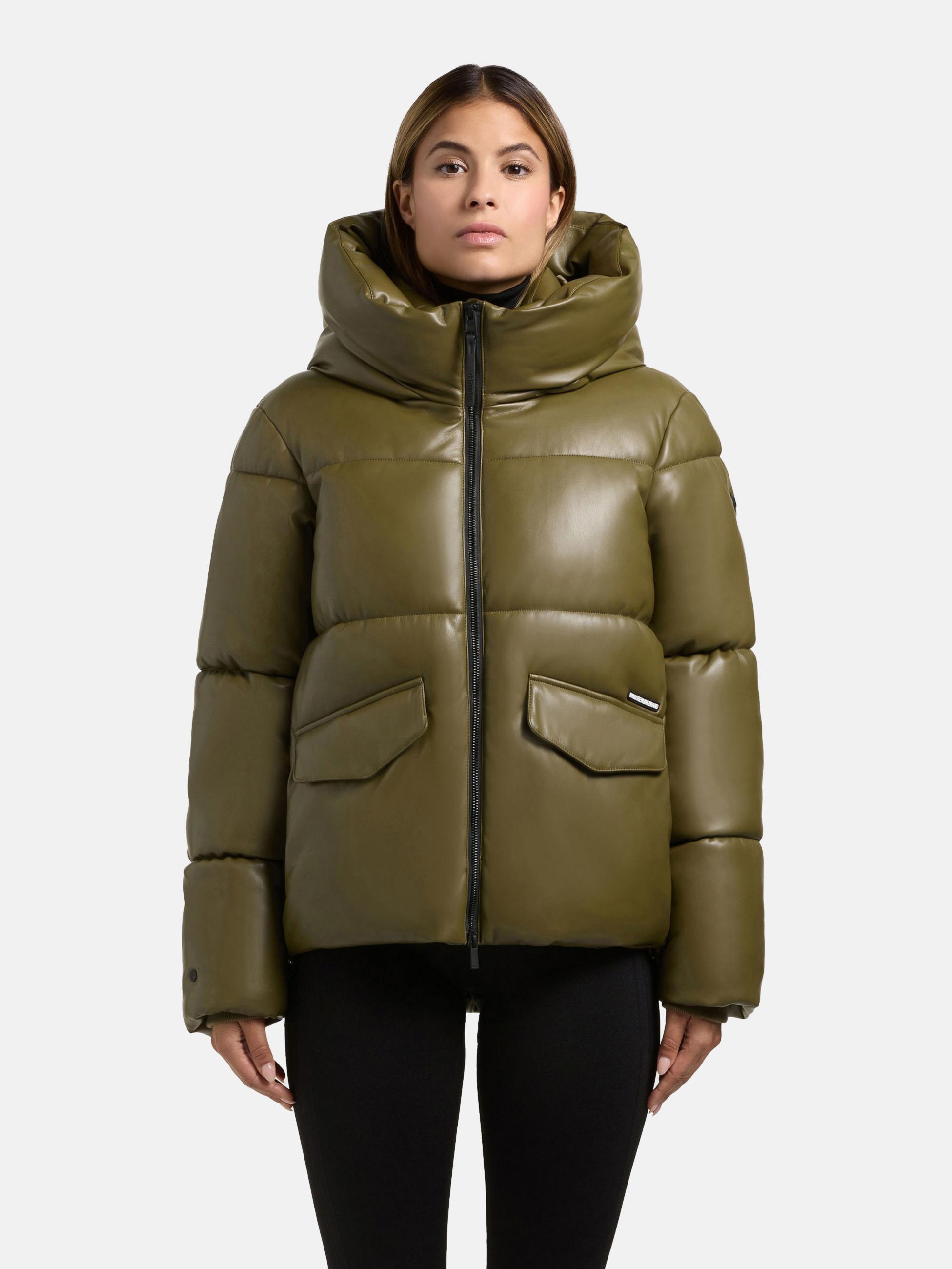 Winter Steppjacke in Lederoptik "Aurora" Olive