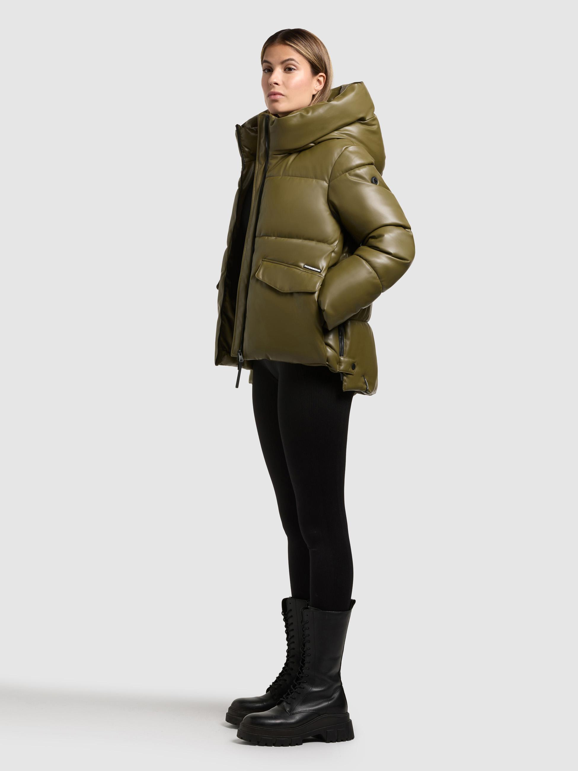 Winter Steppjacke in Lederoptik "Aurora" Olive