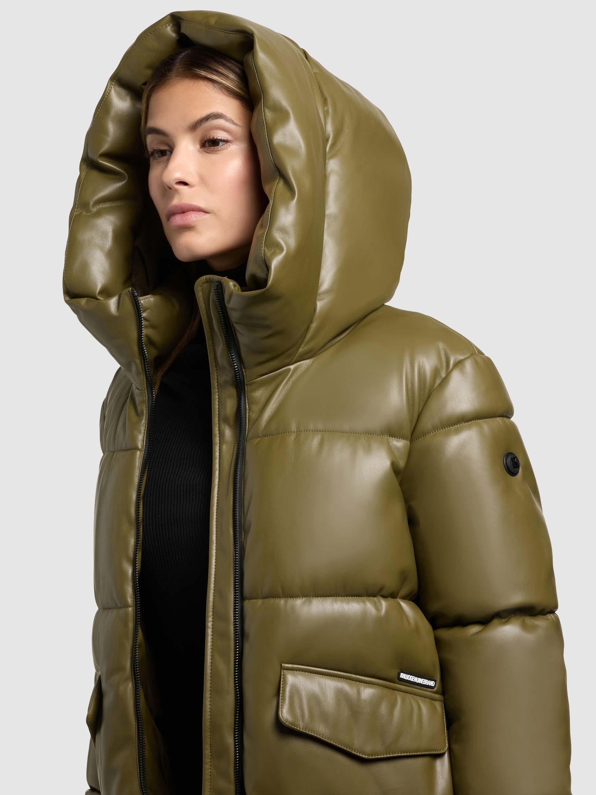 Winter Steppjacke in Lederoptik "Aurora" Olive
