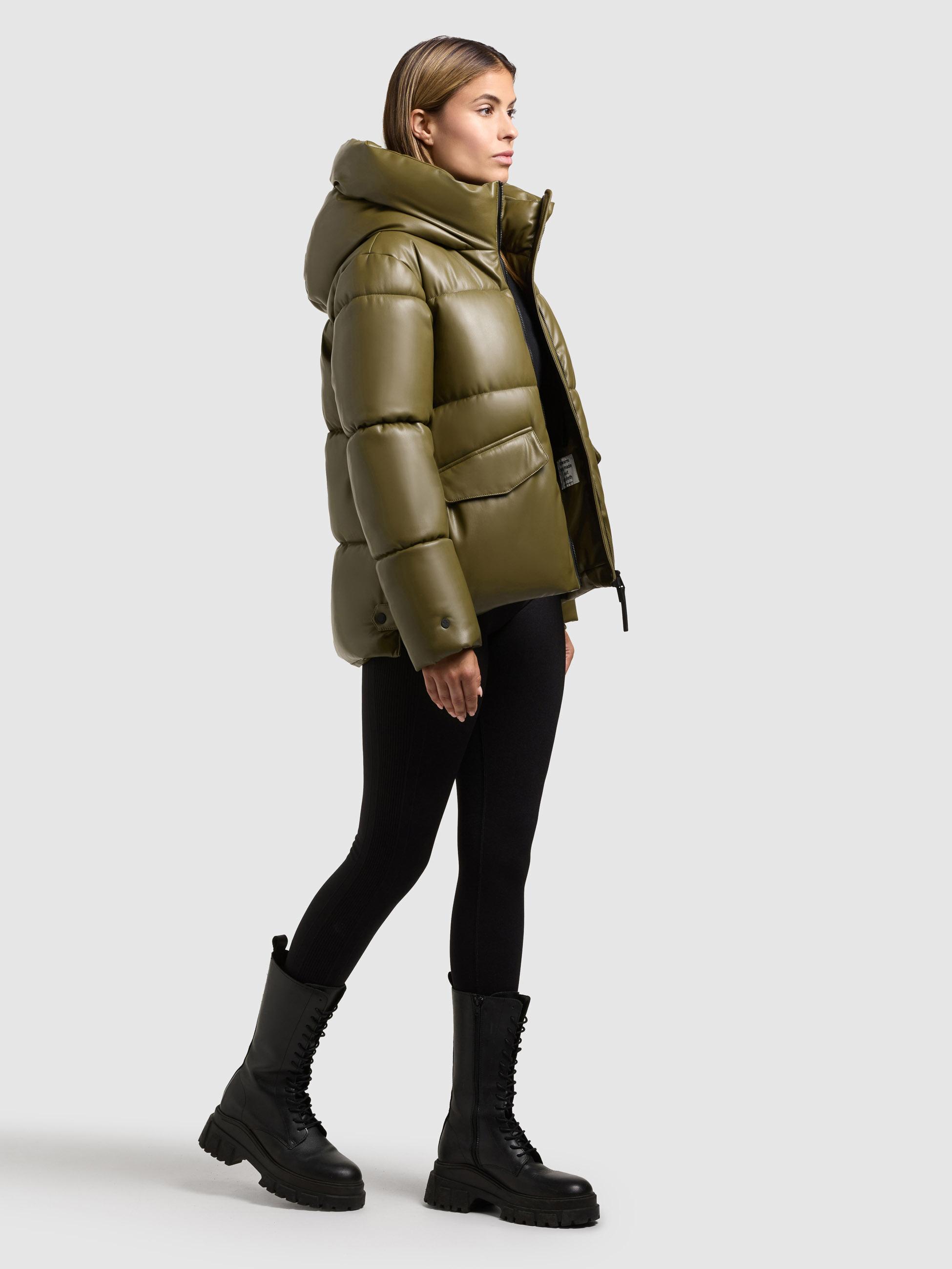 Winter Steppjacke in Lederoptik "Aurora" Olive