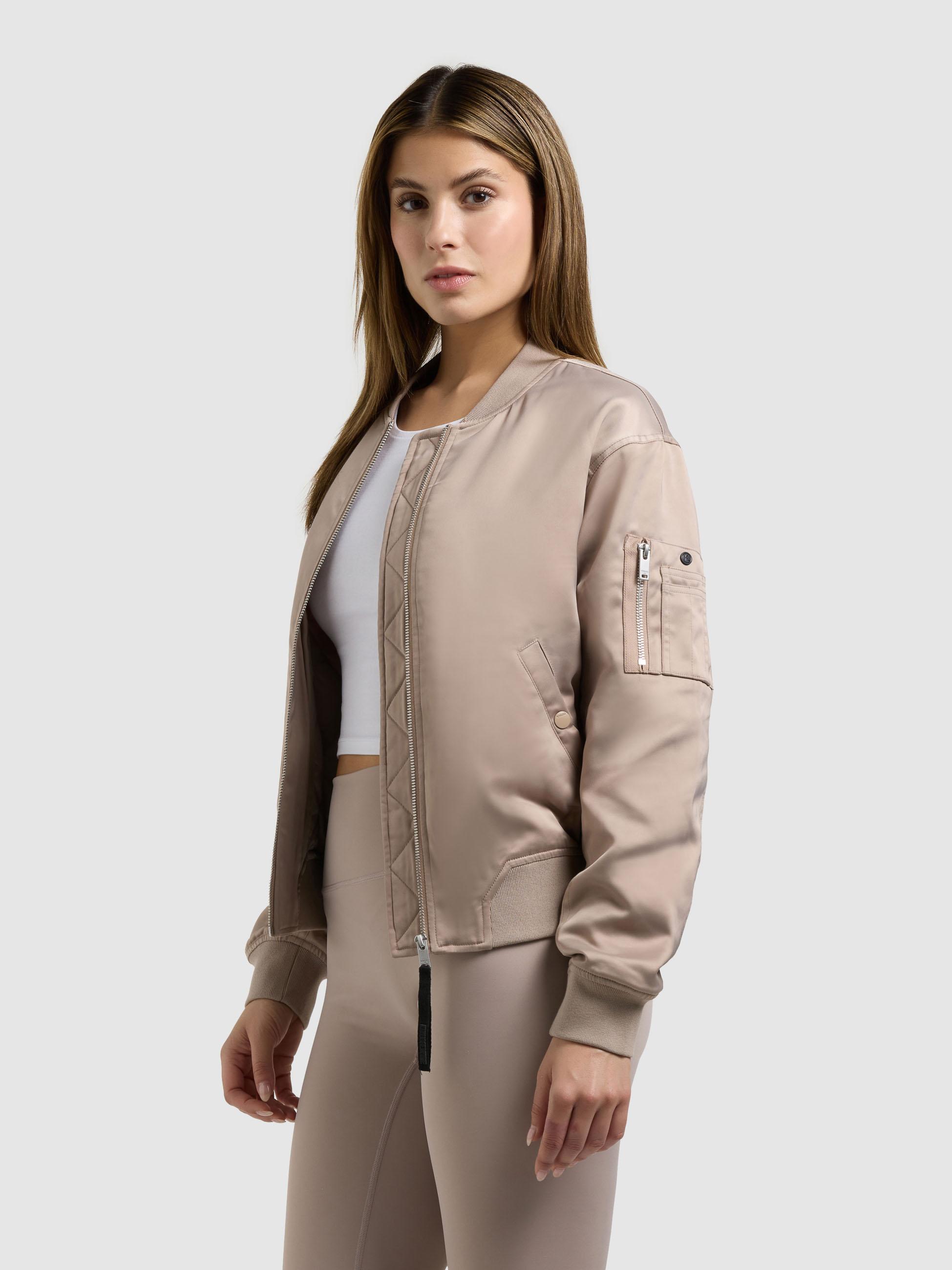Seidige Bomberjacke "Beth" Latte Beige