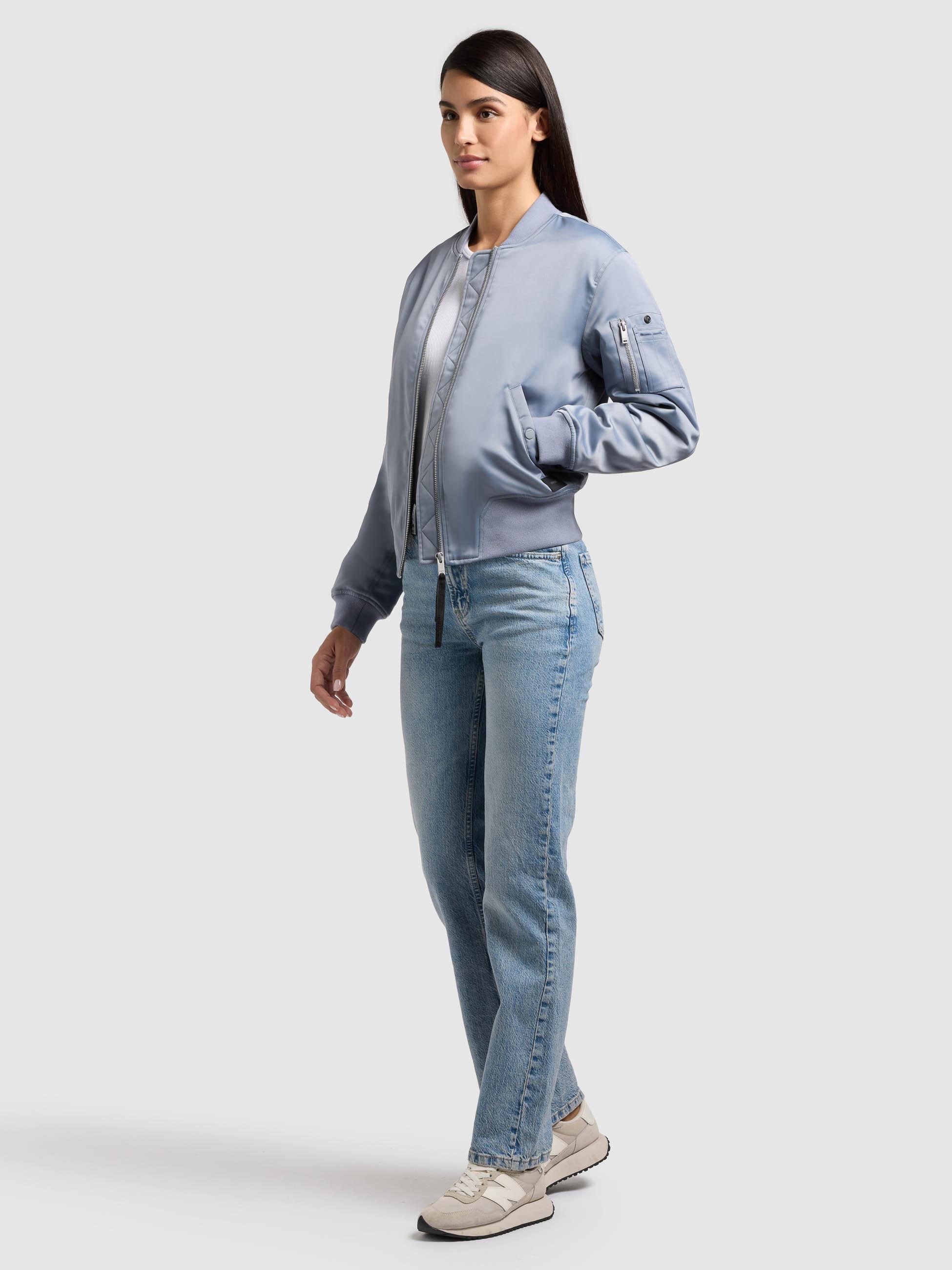 Seidige Bomberjacke "Beth" Misty Blue