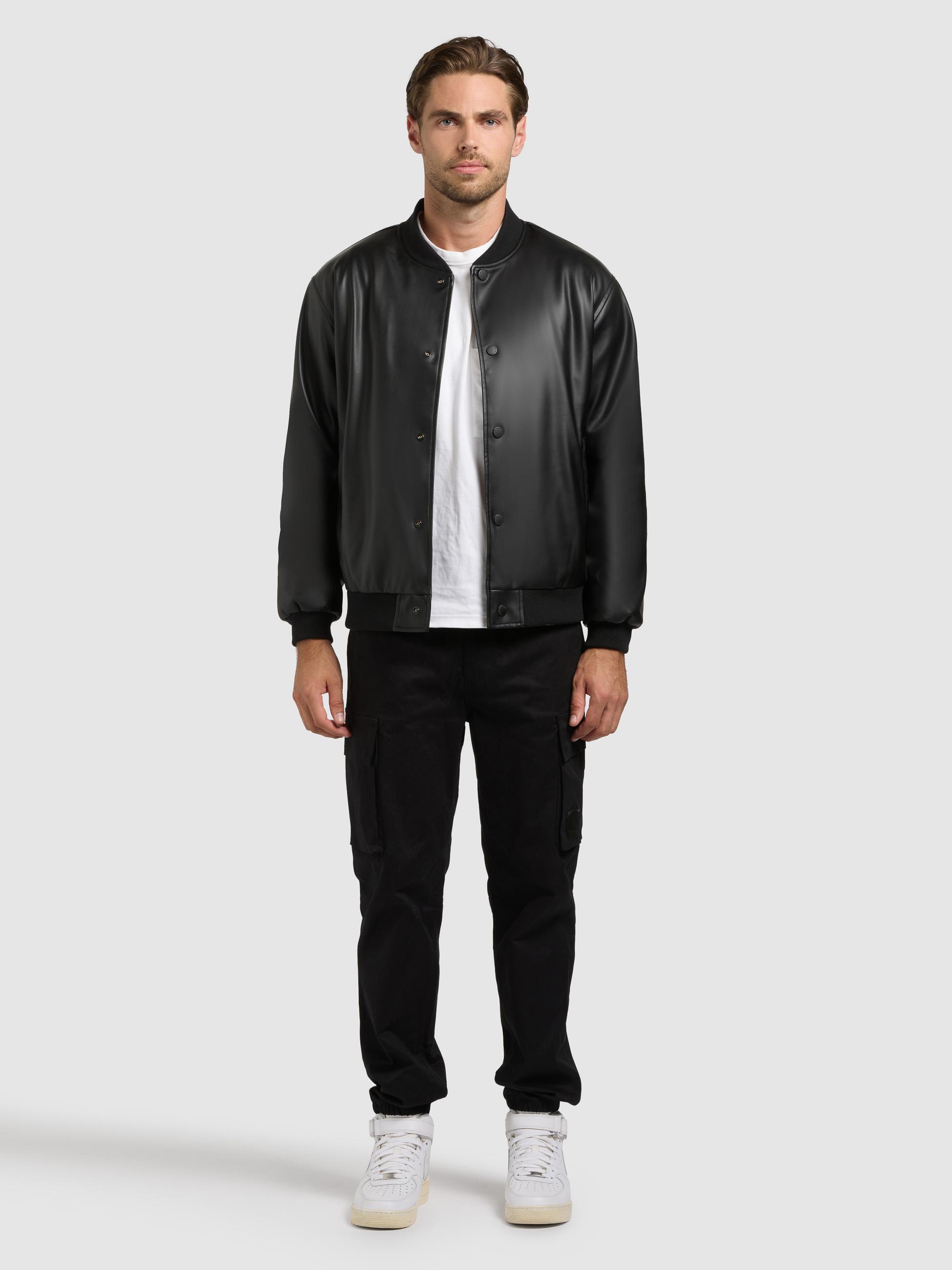 Kunstlederjacke mit Bündchen "Cale" Black